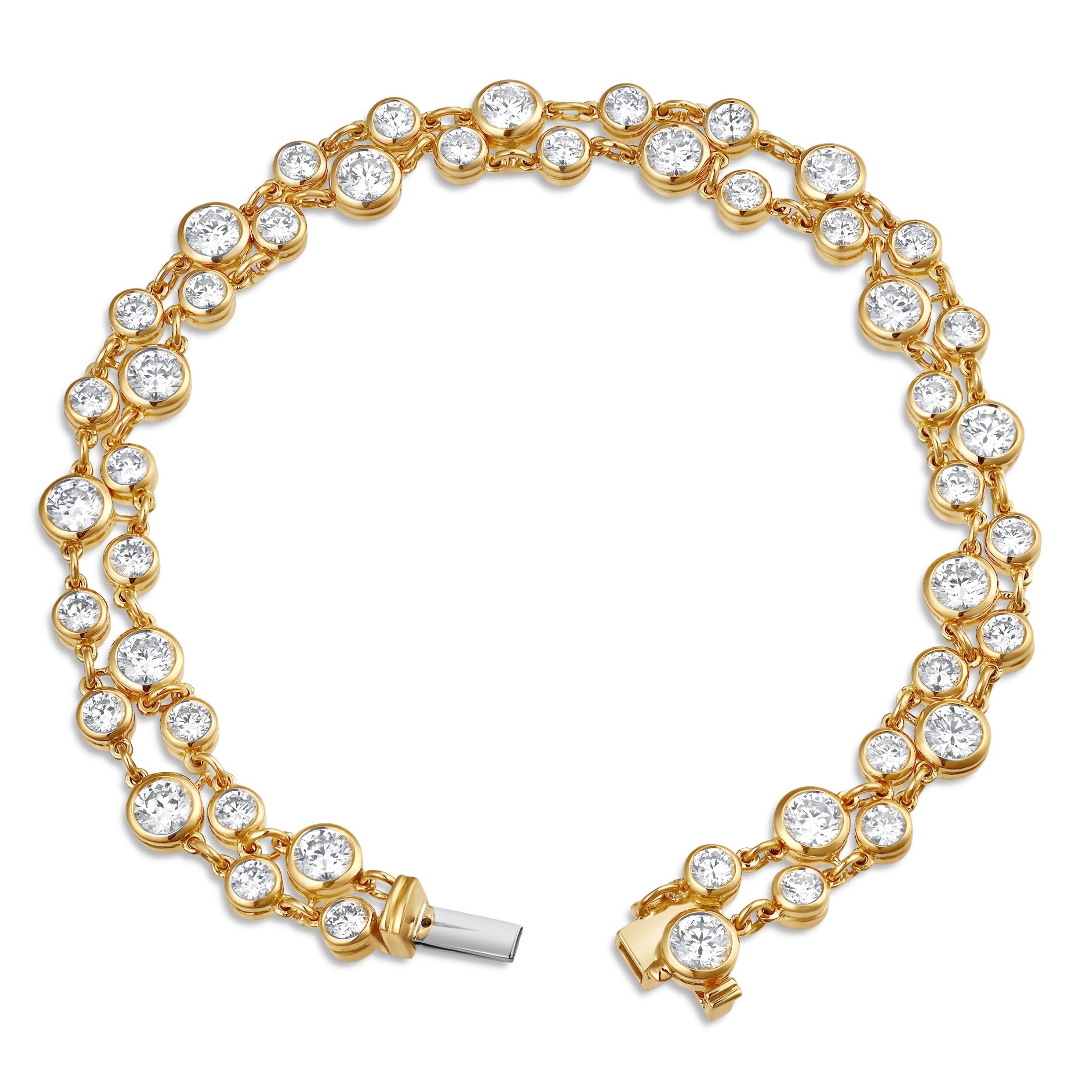Whisper Drop 5.70 Carat Diamond Bracelet in 18K Gold Leviev Bracelets 18K, 18k Gold, 18k Gold Bracelet, Bracelet, Bracelets, Diamond, Diamond Bracelet, Diamond Tennis Bracelet, Everyday Bracelet, Everyday Jewelry, Everyday Luxury Jewelry, Fine Jewelry, Gold & Diamond Bracelet, Gold Bracelet, High Jewelry, Layered, Layered Bracelet, Leviev, Leviev Bracelet, Natural Diamond, Natural Diamonds, Round Diamond, Tennis Bracelet, Women's Bracelet, Yellow Gold Bracelet Leviev 