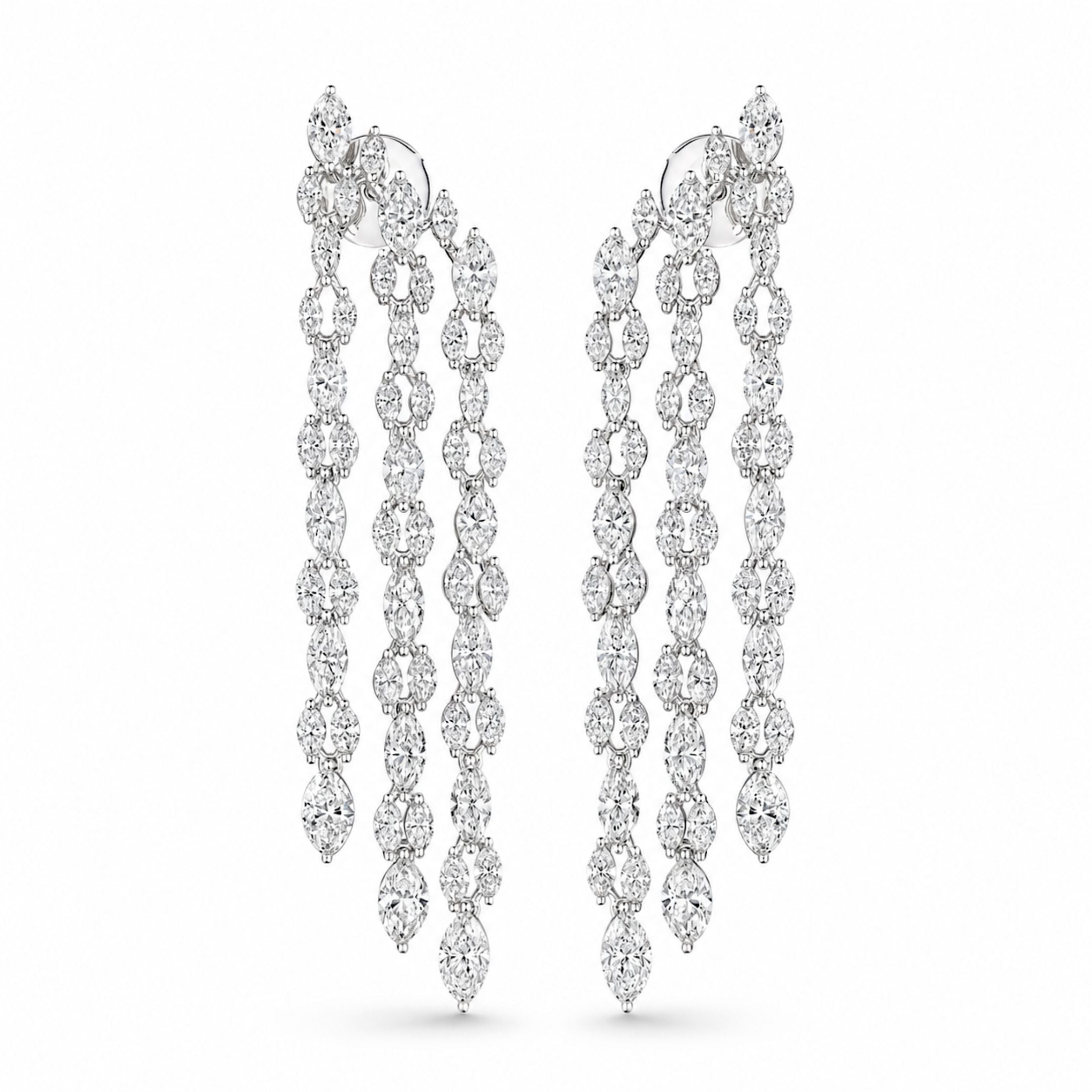 Whisper Vine 9.94 Carat Diamond Dangle Earrings in 18K White Gold