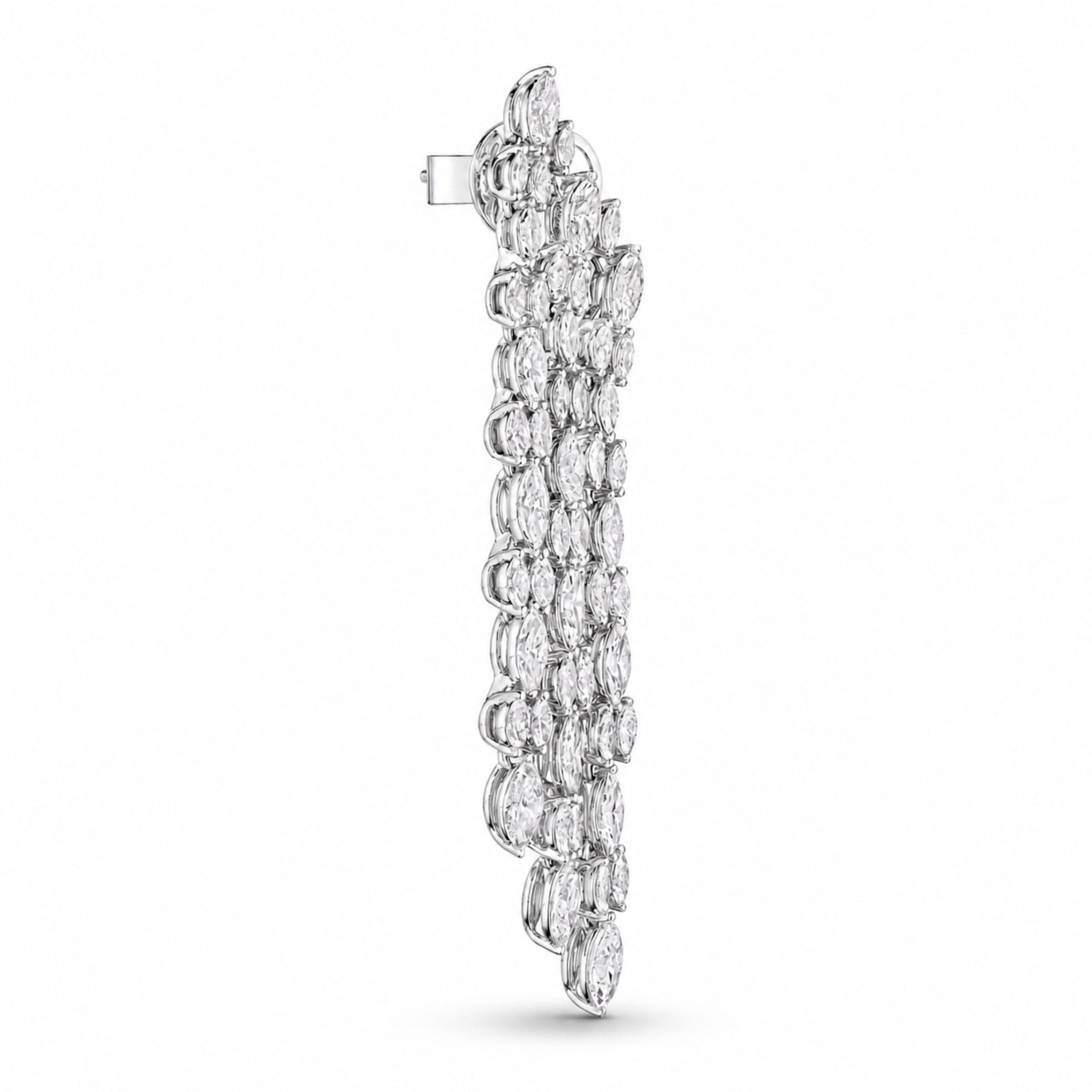 Whisper Vine 9.94 Carat Diamond Dangle Earrings in 18K White Gold