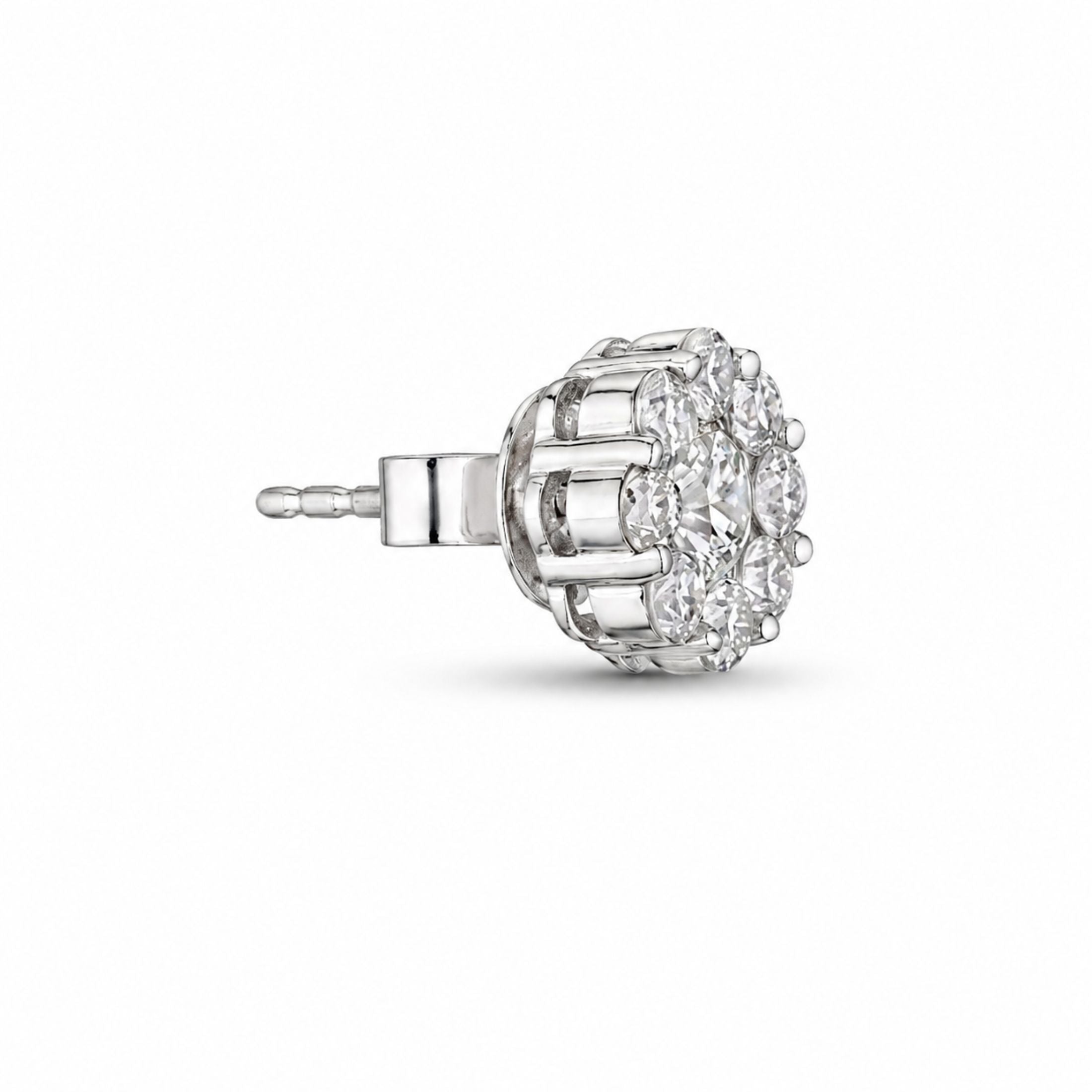 White Dahlia 2.01 Carat Diamond Stud Earrings in 18K White Gold
