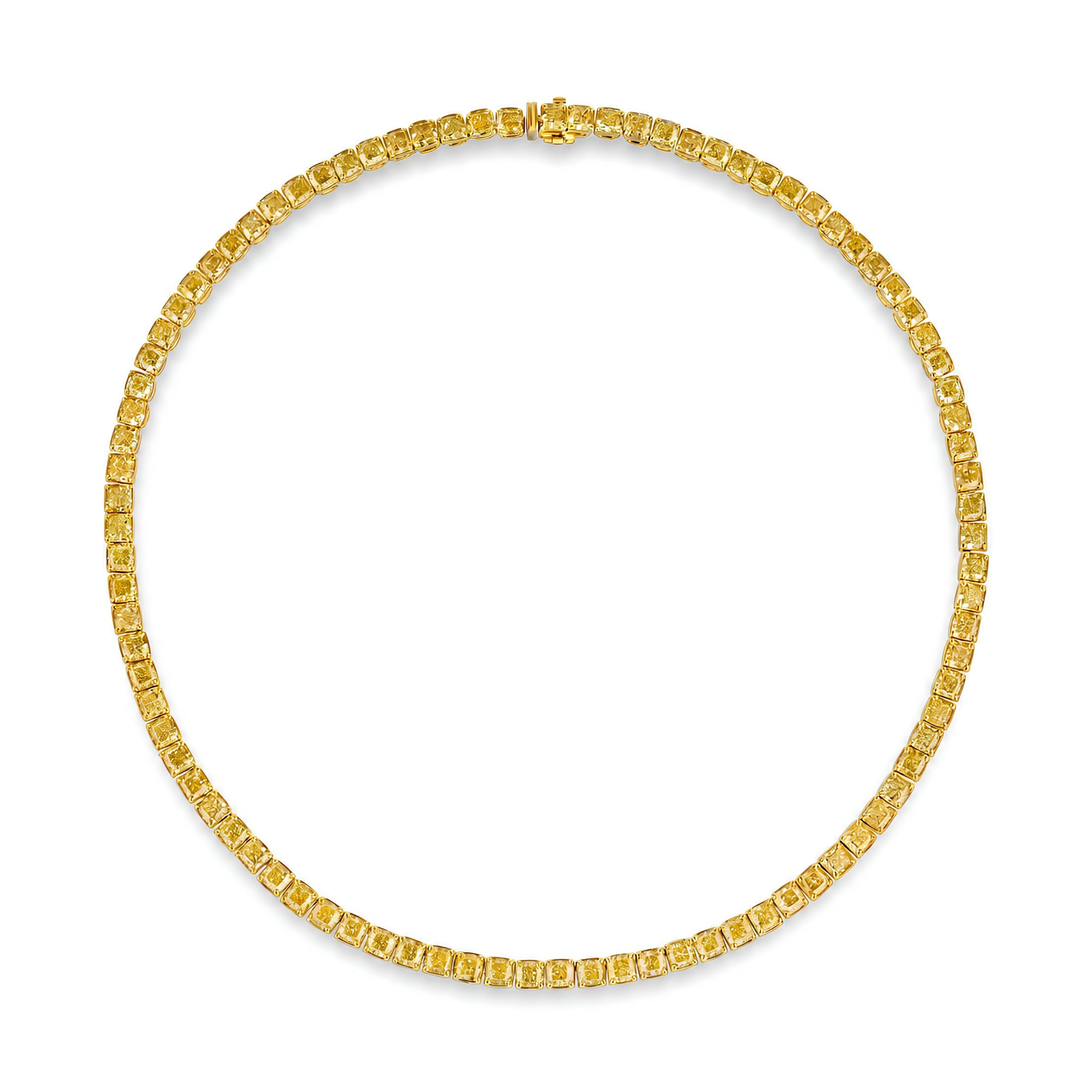 Whitmore 35.72 Carat Fancy Intense Yellow Diamond Rivera Necklace in 18K White Gold