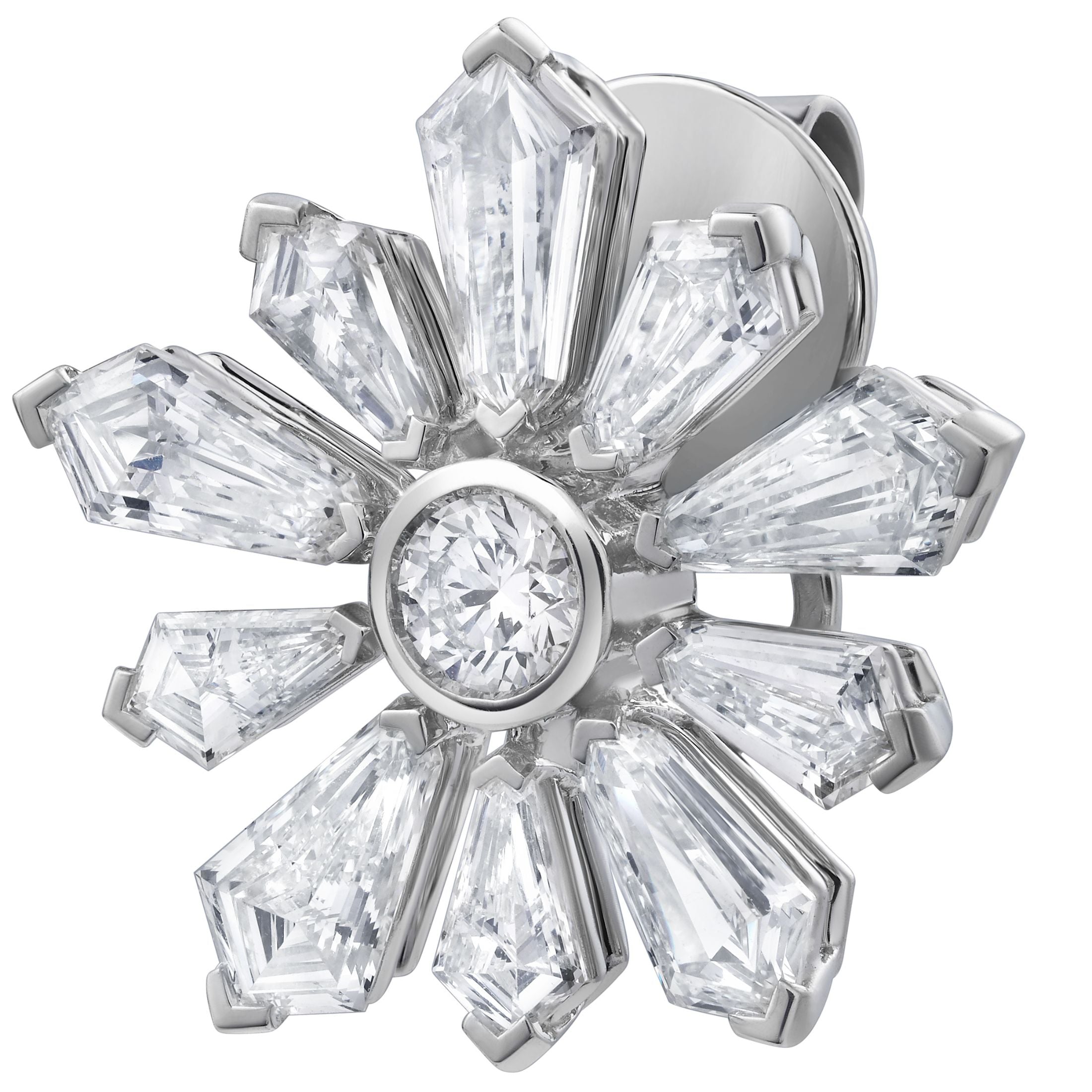 Winter Petal 4.47 Carat Diamond Stud Earrings in 18K White Gold