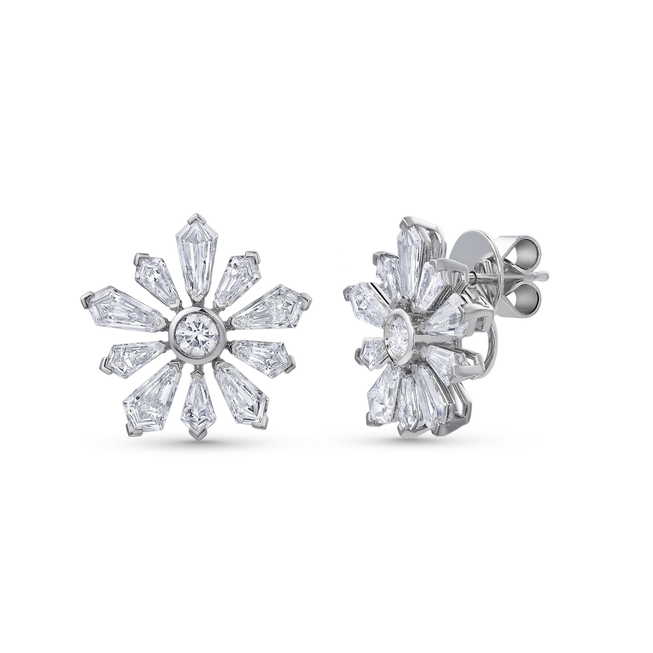 Winter Petal 4.47 Carat Diamond Stud Earrings in 18K White Gold