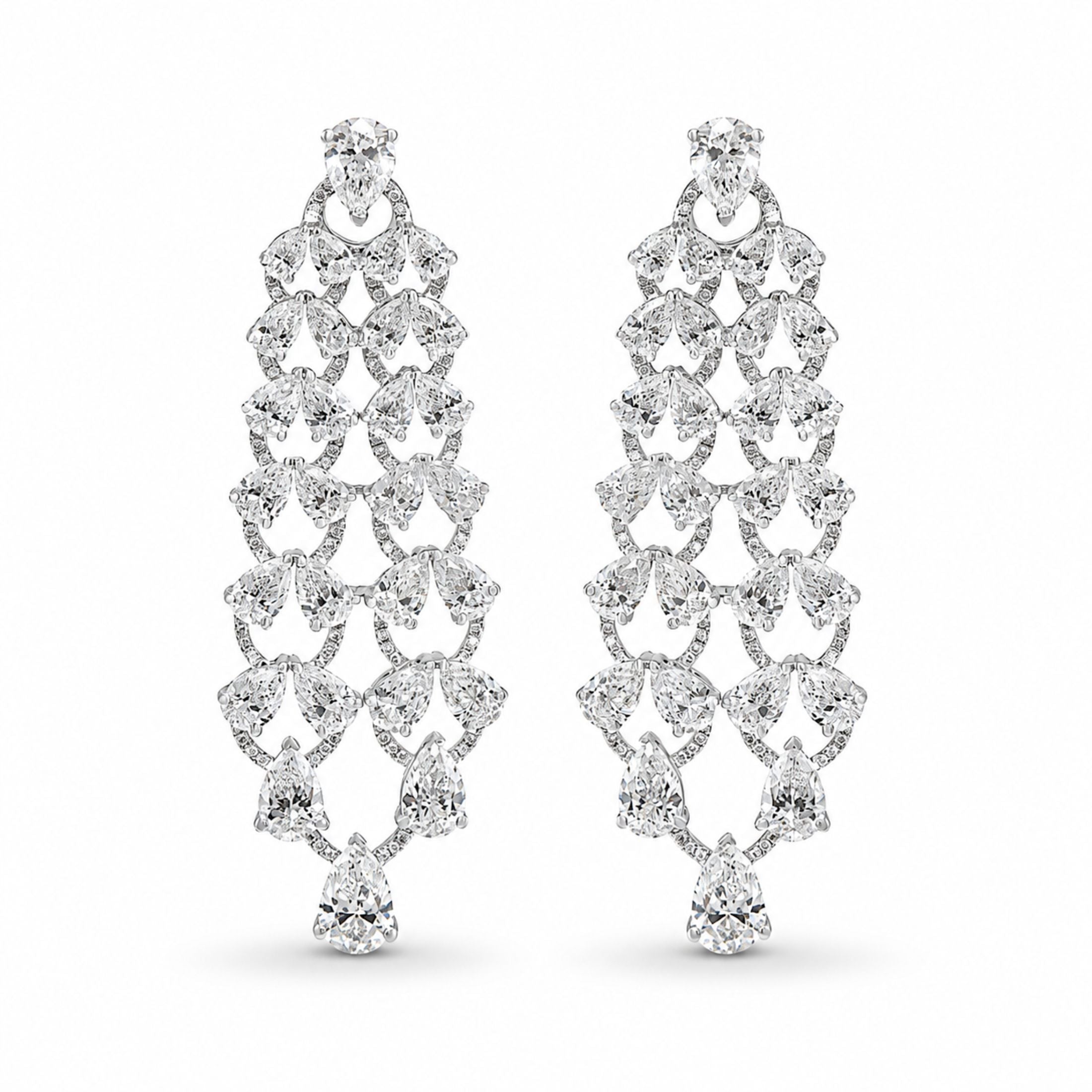 Wisteria Light 10.50 Carat Diamond Dangle Earring in 18K White Gold