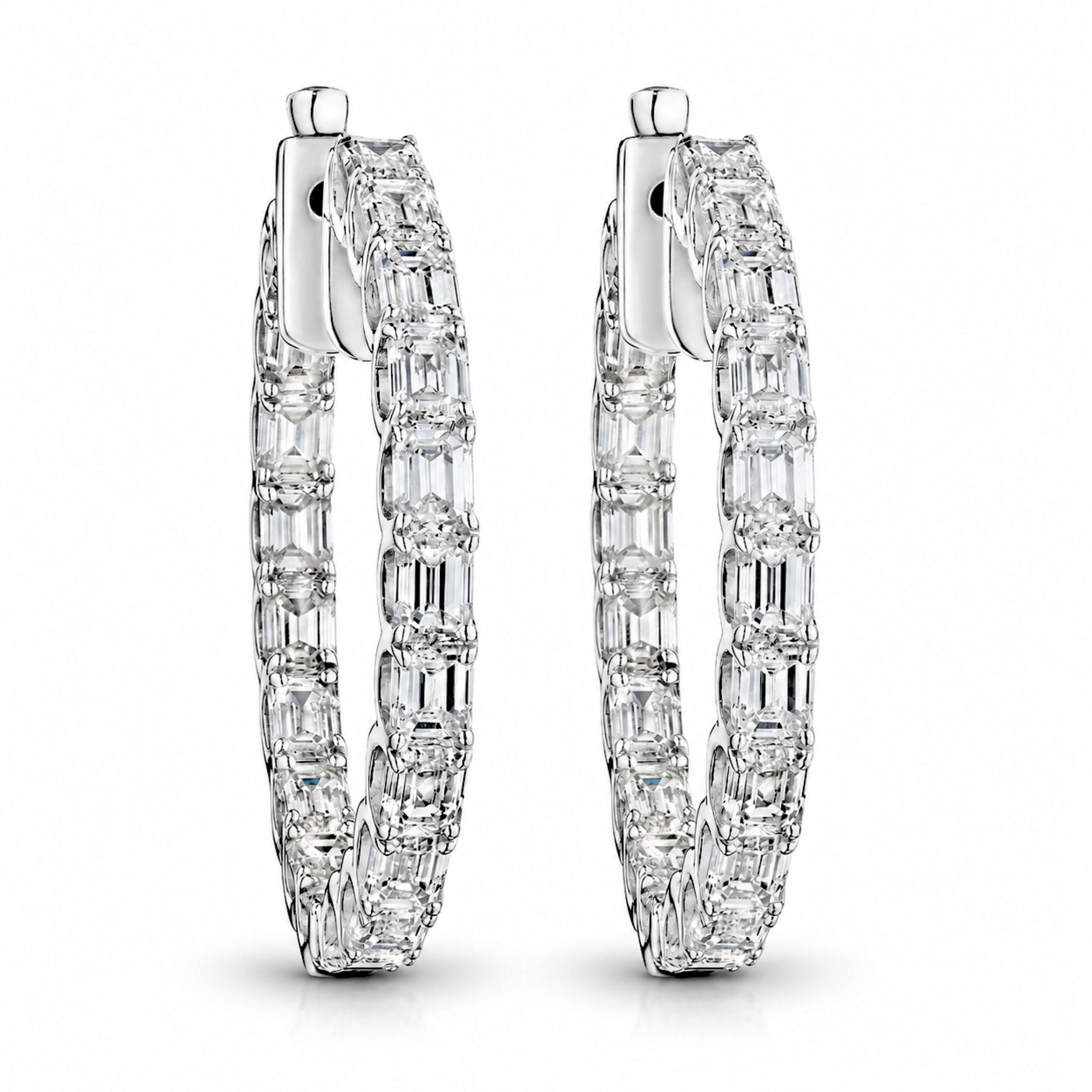 Xirelle 9.32 Carat Diamond Hoop Earrings in 18K White Gold