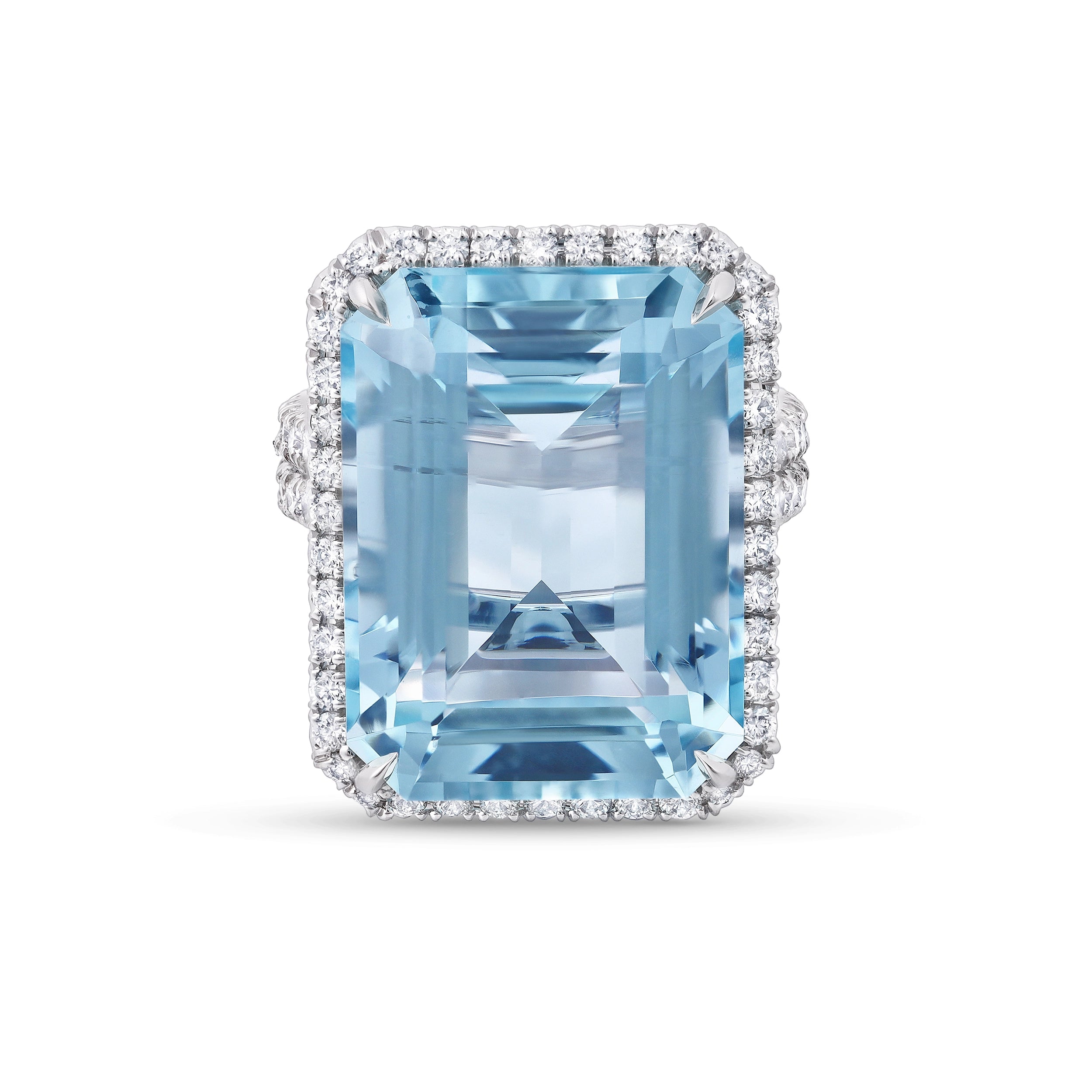Aquamarine Emerald Cut Ring - Rings - Leviev