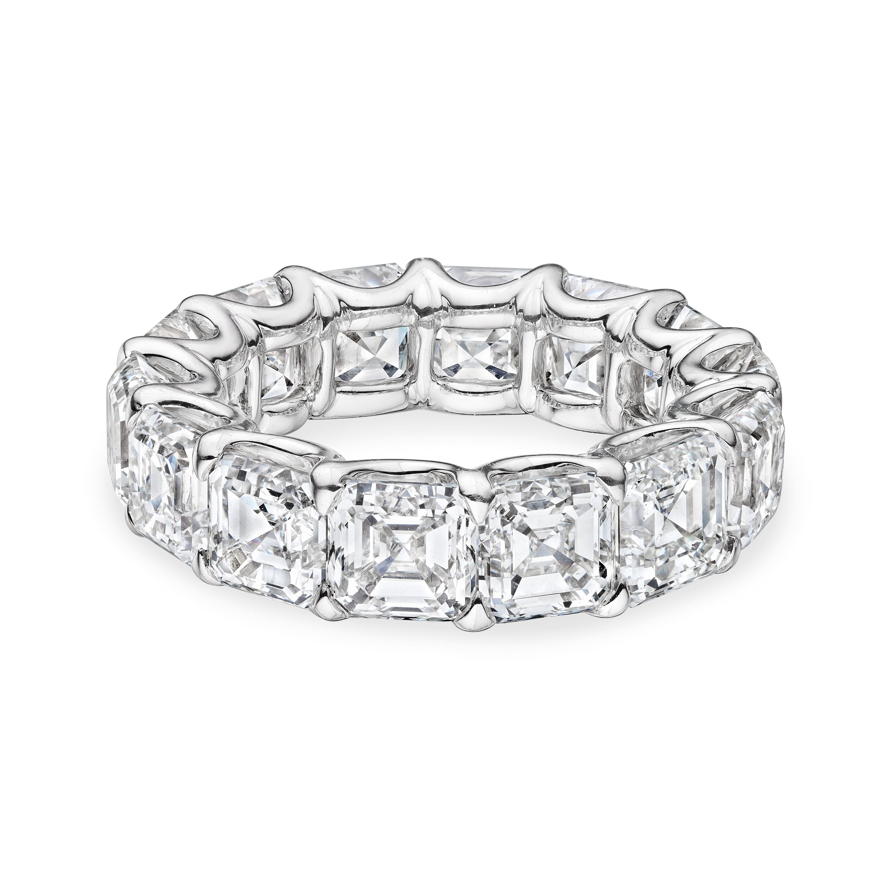 Asscher Cut Diamond Eternity Band, 14 CT - Rings - Leviev Diamonds