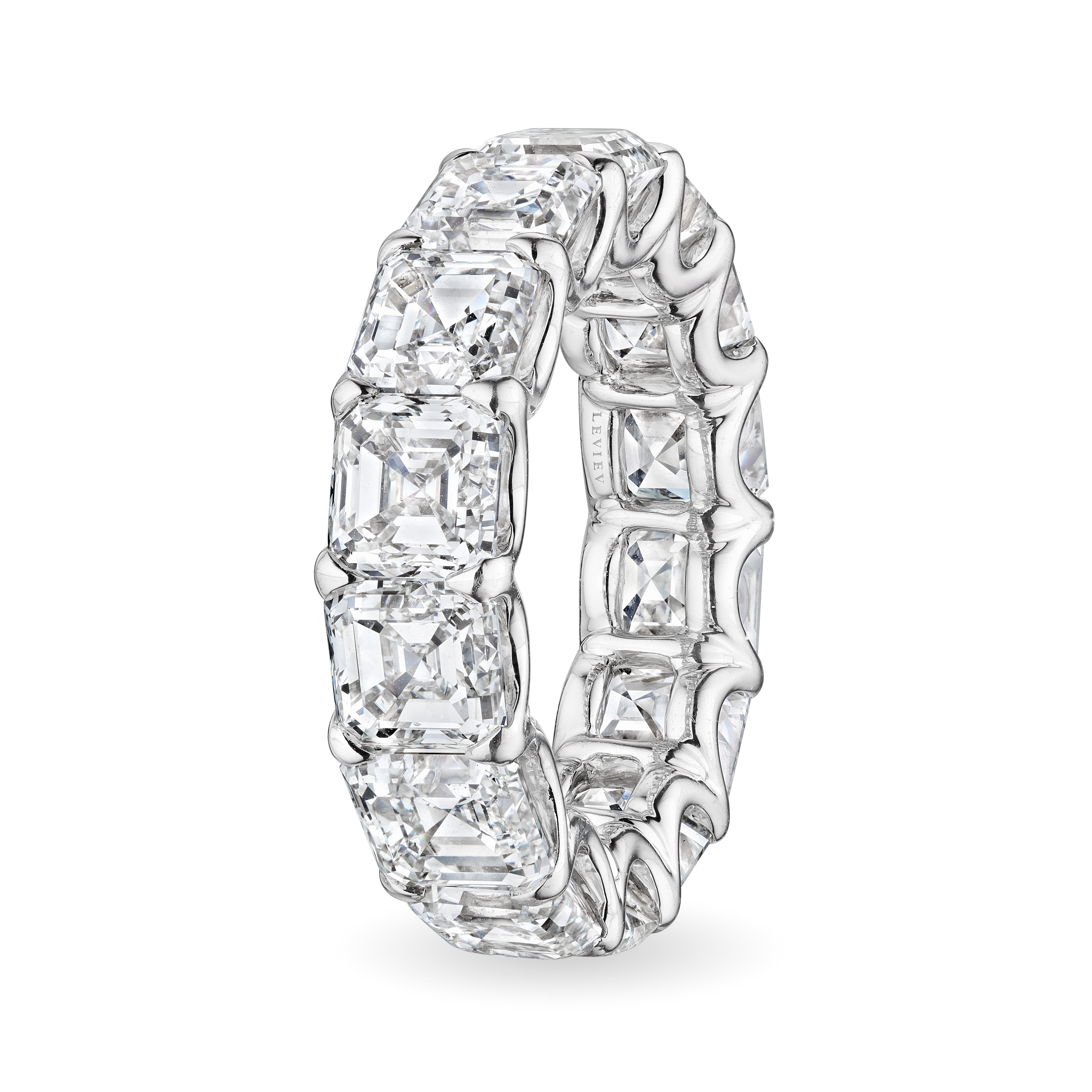 Asscher Cut Diamond Eternity Band, 14 CT - Rings - Leviev Diamonds