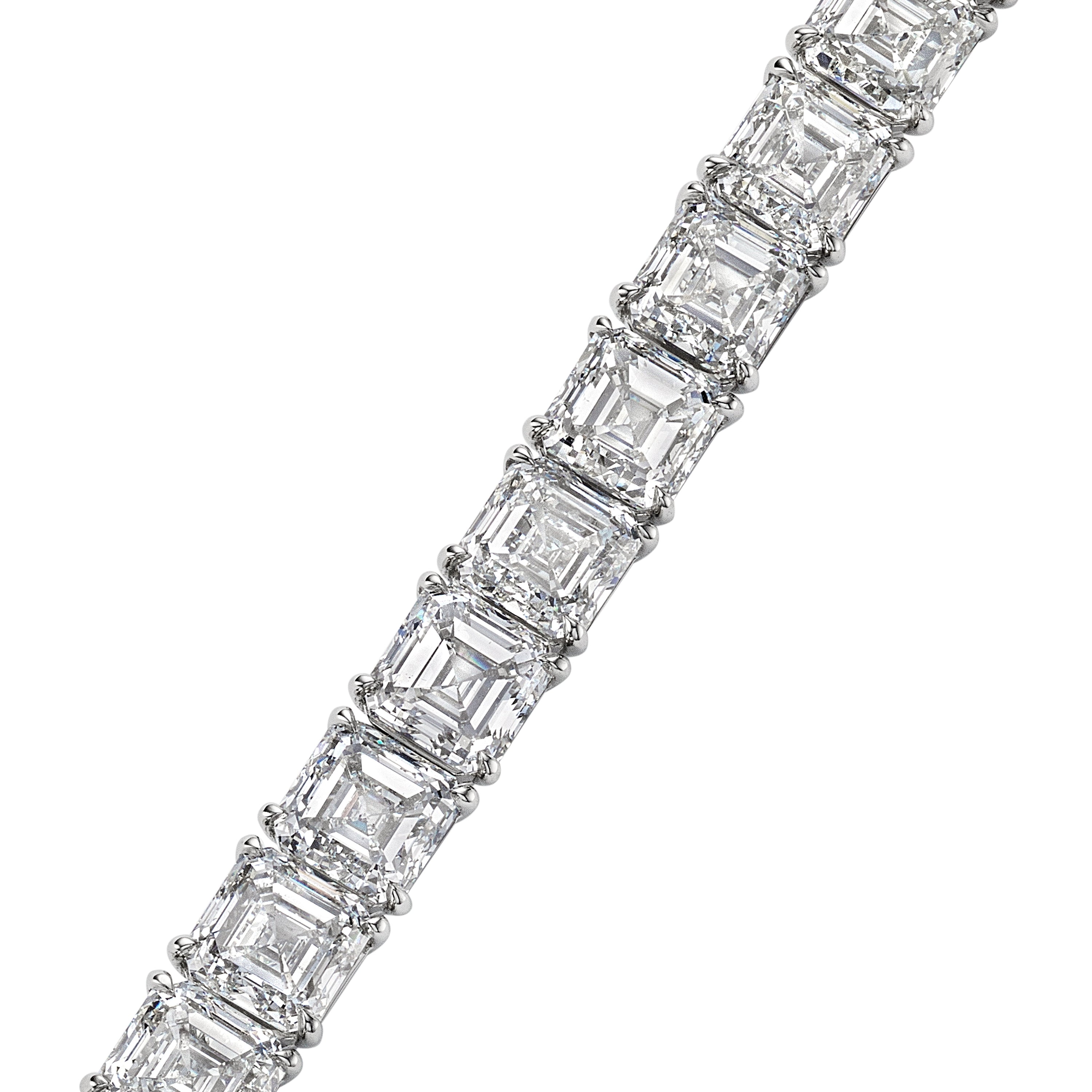 Asscher Cut Diamond Tennis Bracelet, 40.5 CT - Bracelets - Leviev Diamonds