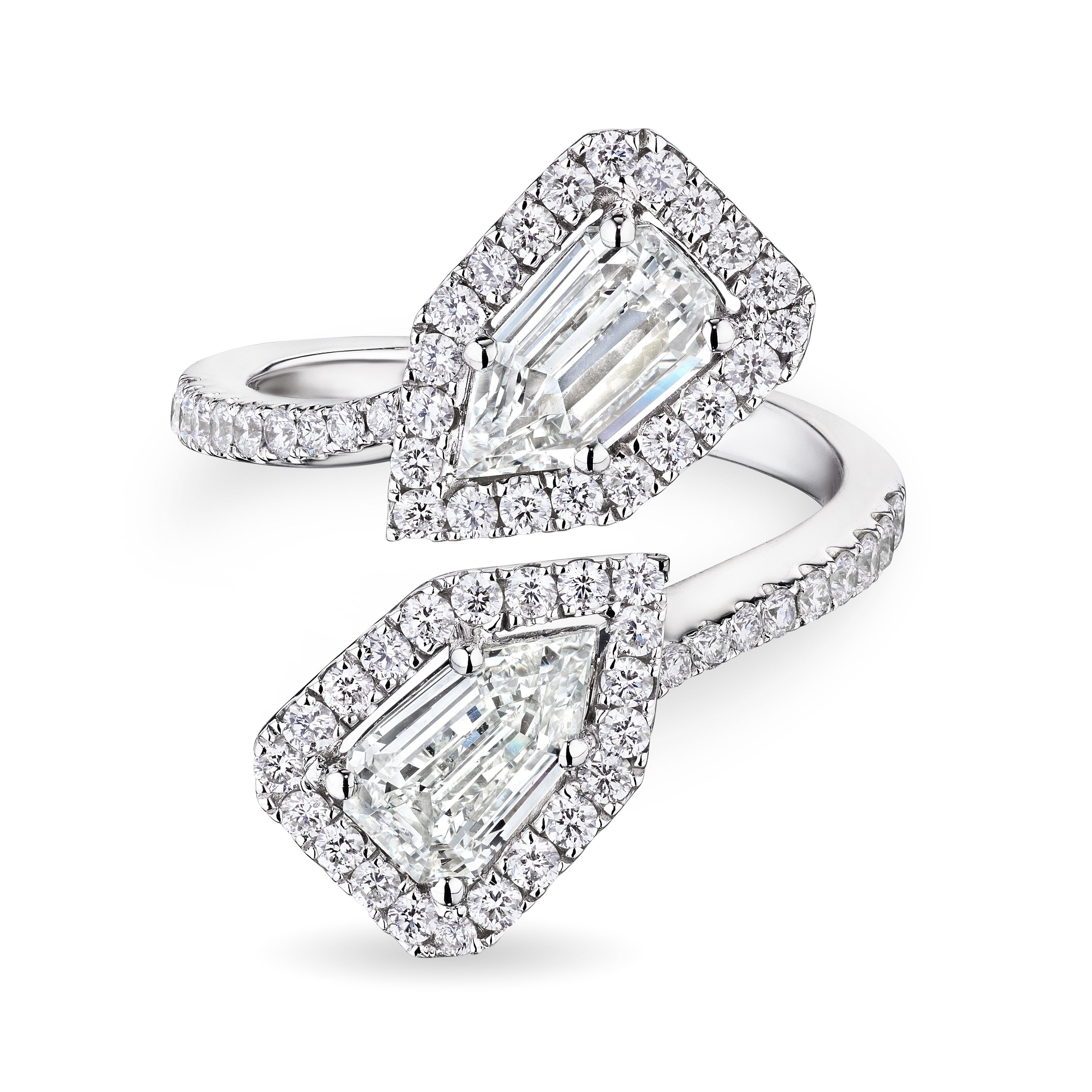 Bypass Ring with Bullet Cut Diamonds, 2 CT - Rings - Leviev Diamonds