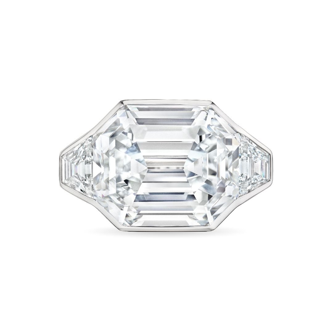 D - Flawless Emerald Cut Diamond Ring with Trapezoids, 20 CT - Rings - Leviev Diamonds