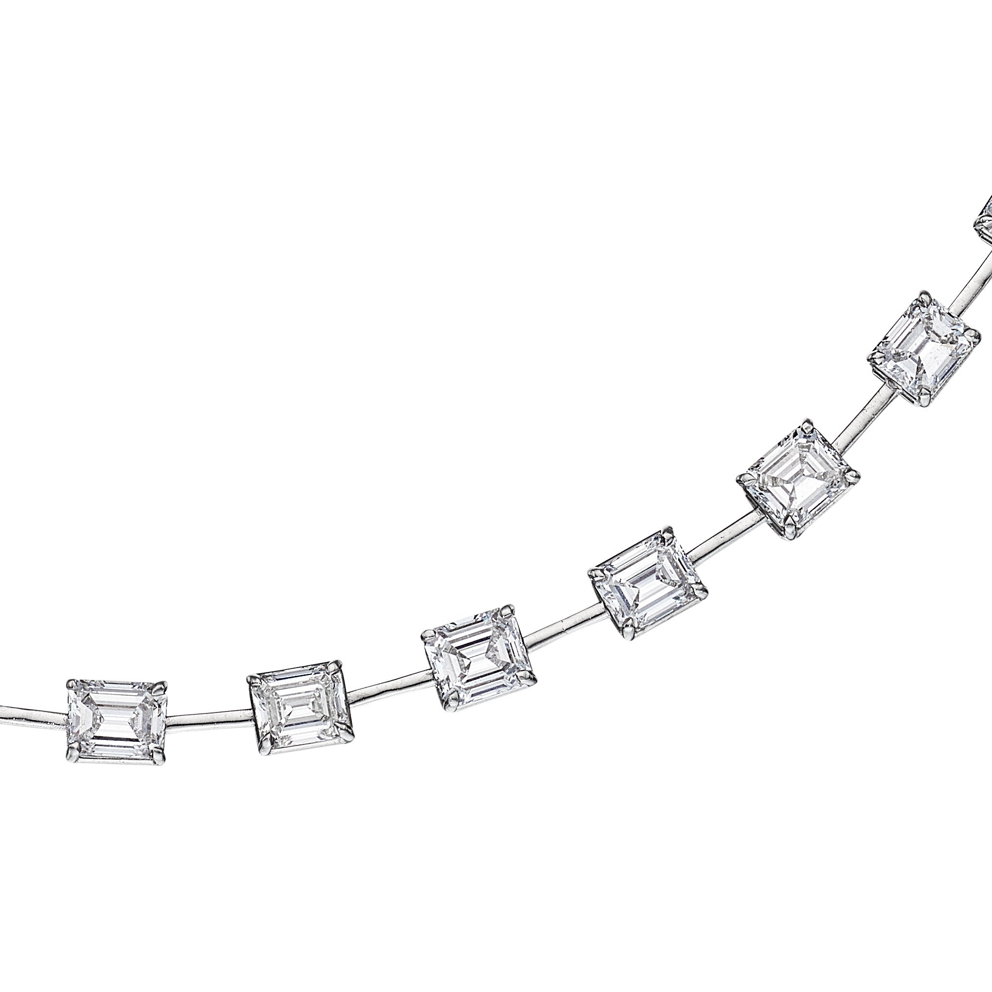 Emerald and Princess Shape Diamond Necklace, 25 CT - Necklaces - Leviev Diamonds