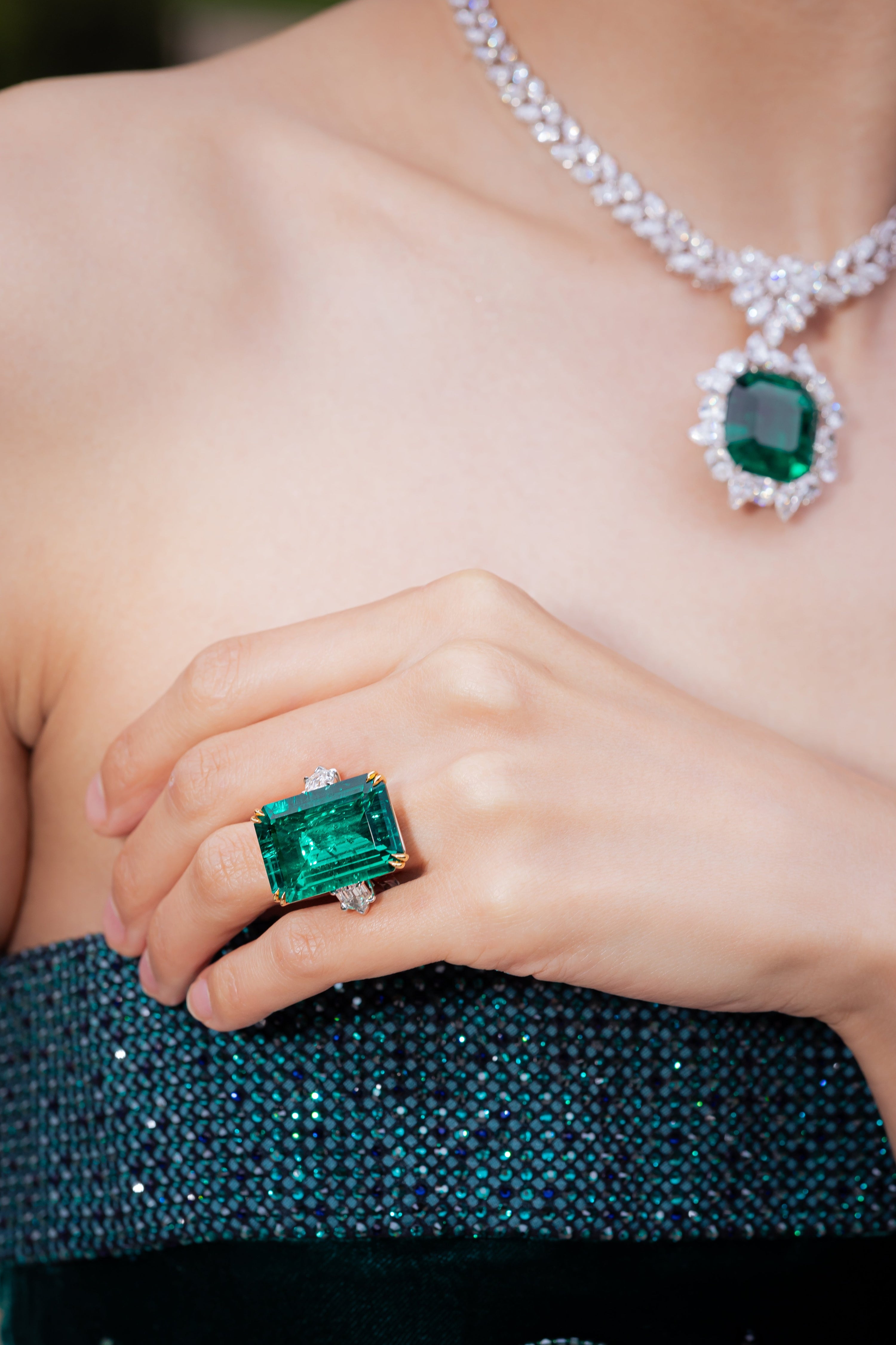 Emerald Cut Diamond Ring With Bullet Diamonds, 26 CT - Rings - Leviev