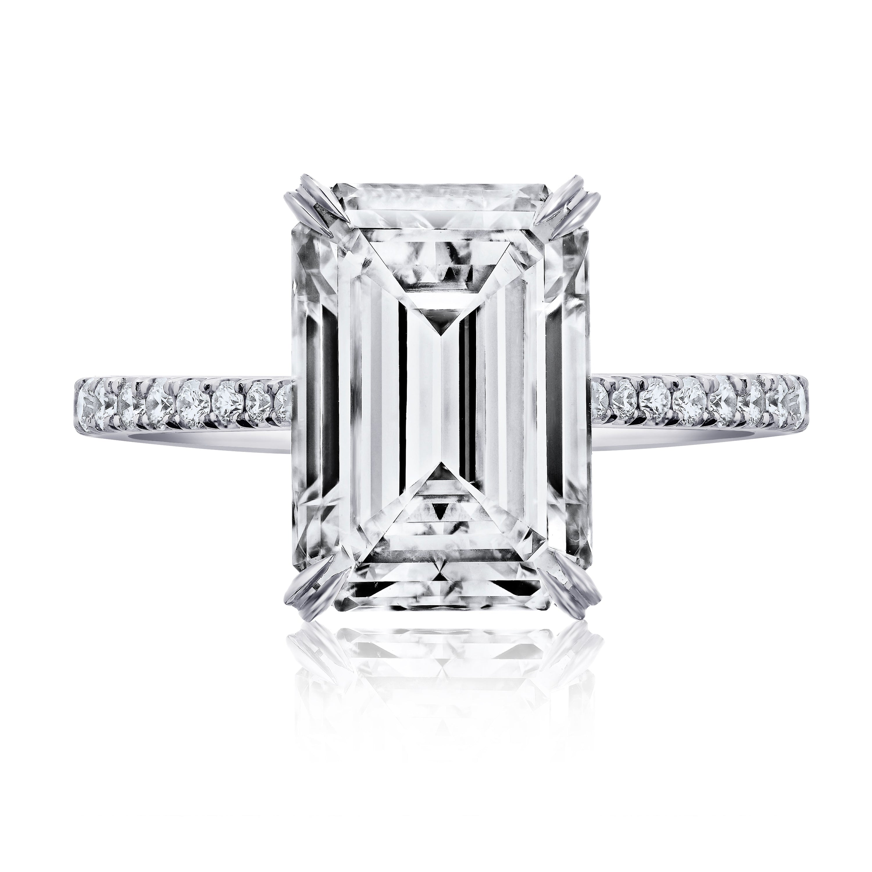 Emerald Cut Diamond Ring with Micro Pave, 5 CT - Rings - Leviev