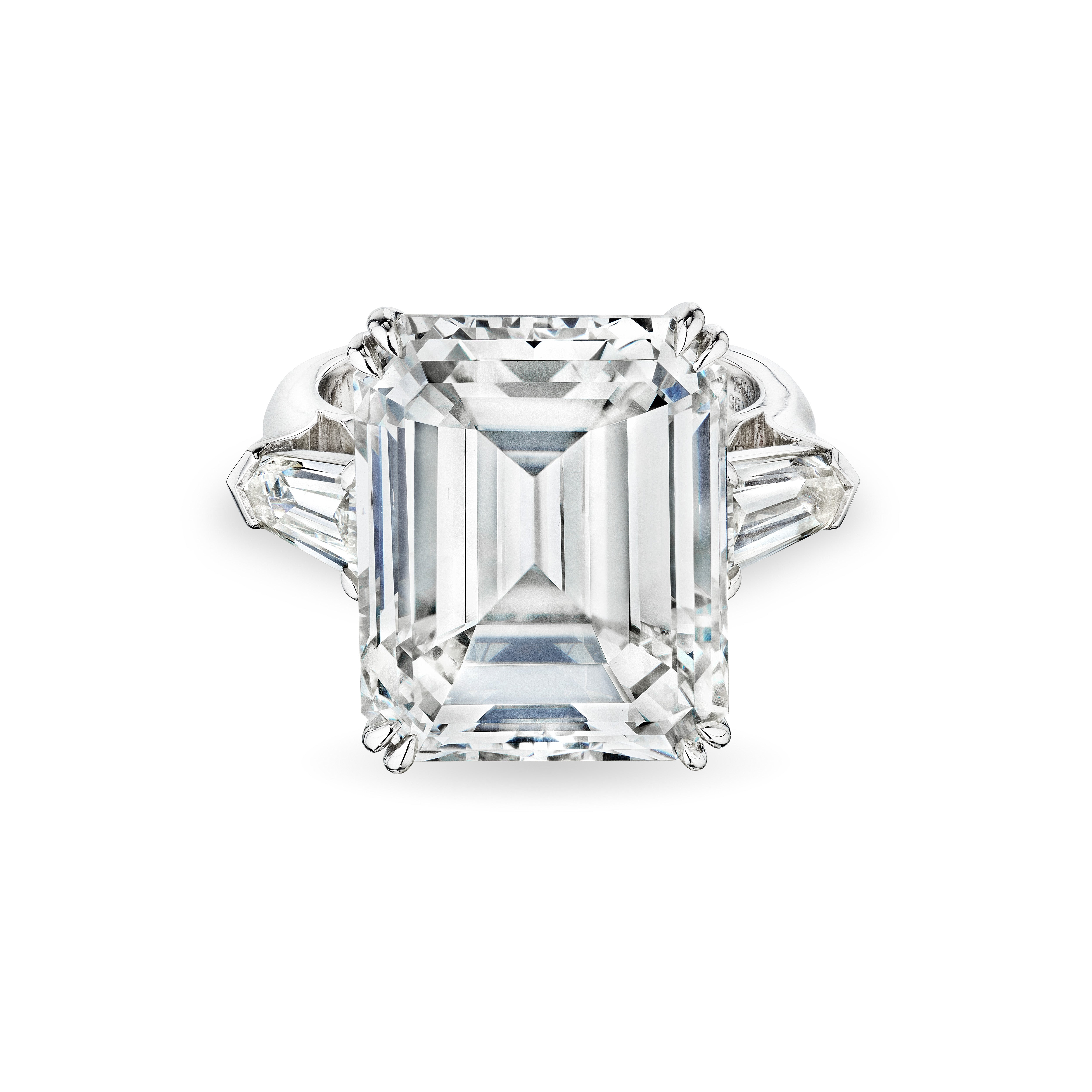 Emerald Cut Diamond Ring with Tapered Baguettes, 18.93 CT - Rings - Leviev Diamonds