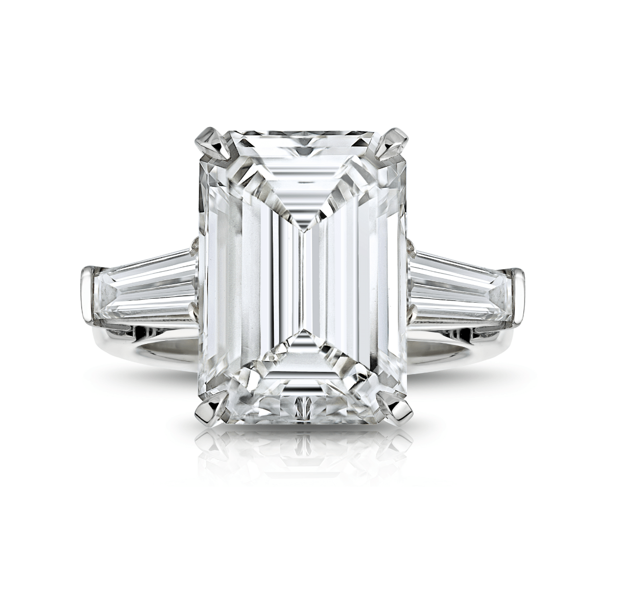 Emerald Cut Diamond Ring with Tapered Baguettes, 5.05 CT - Rings - Leviev