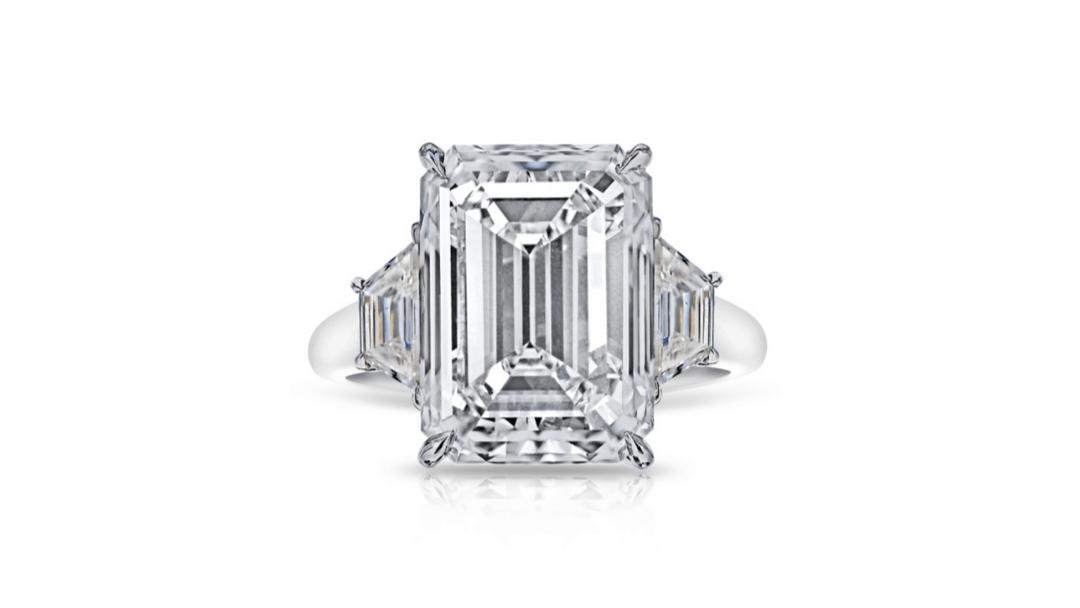 Emerald Cut Diamond Ring with Tapered Baguettes, 5.25 CT - Rings - Leviev