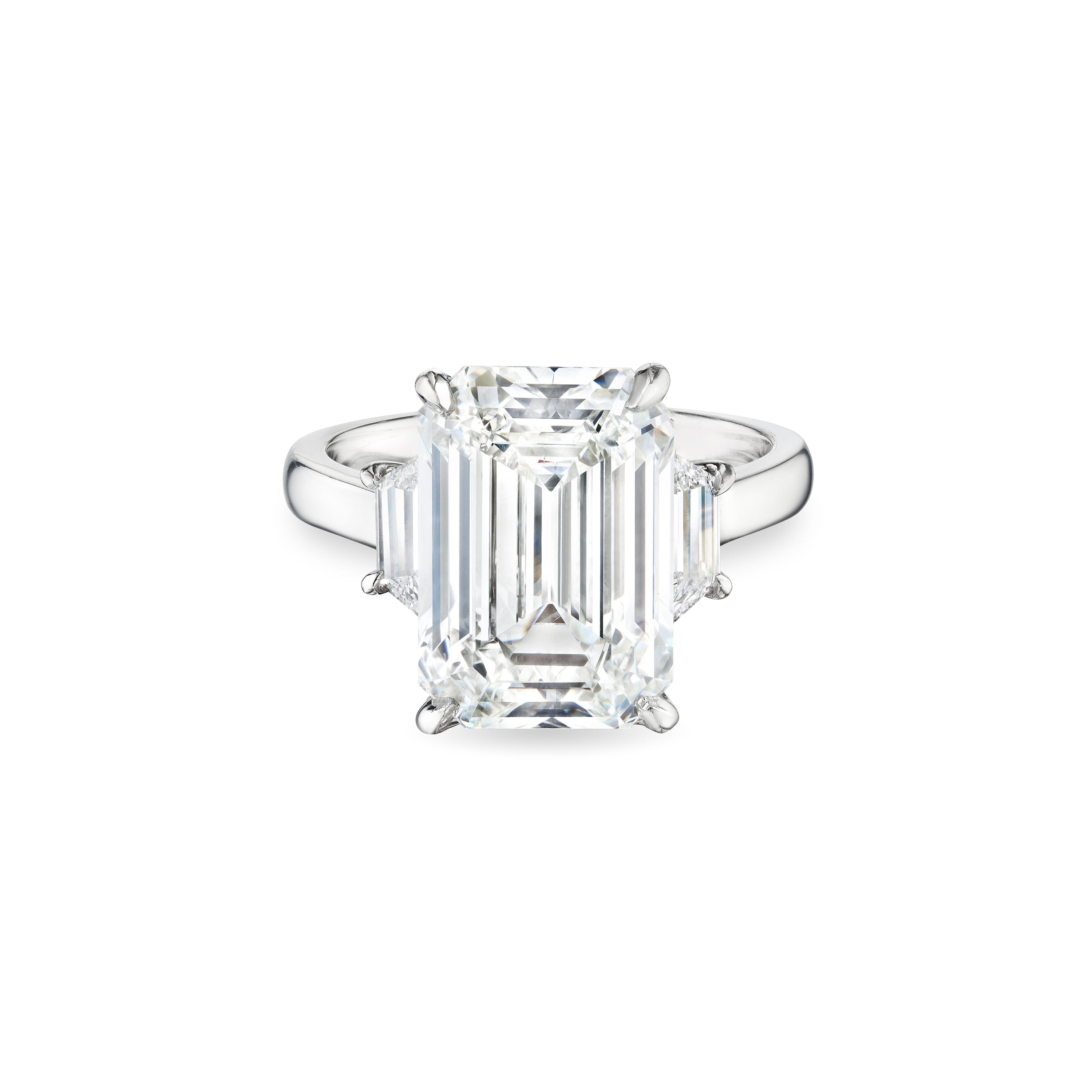 Emerald Cut Diamond Ring with Trapezoids, 6.85 CT – Leviev Diamonds