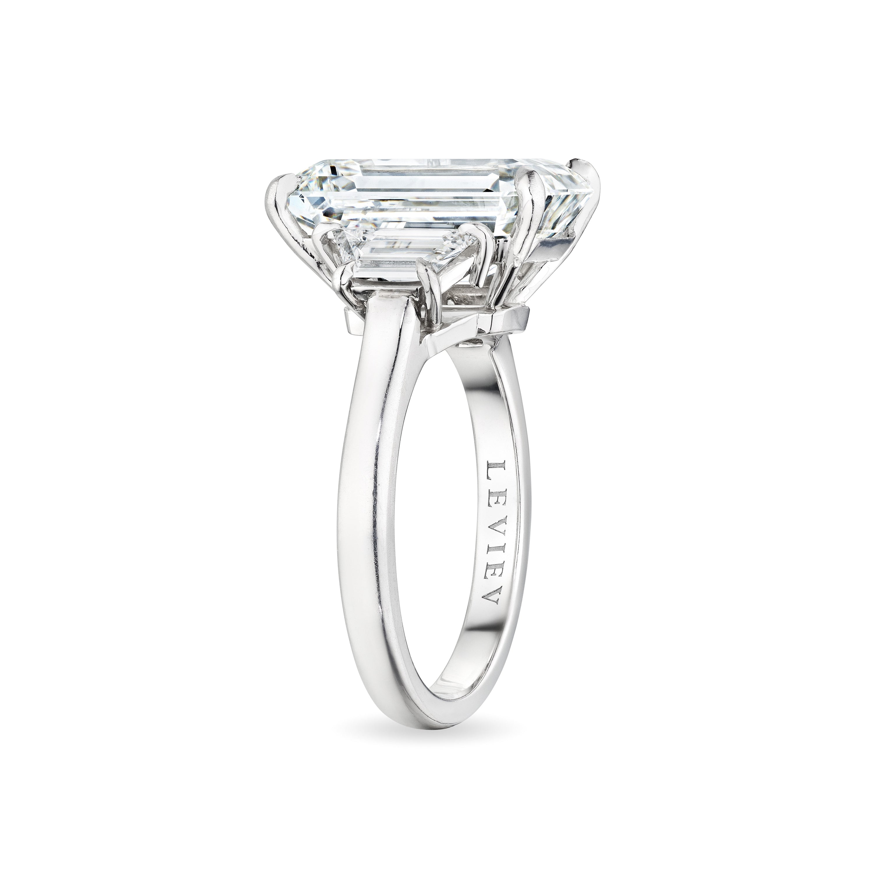 Emerald Cut Diamond Ring with Trapezoids, 6.85 CT – Leviev Diamonds