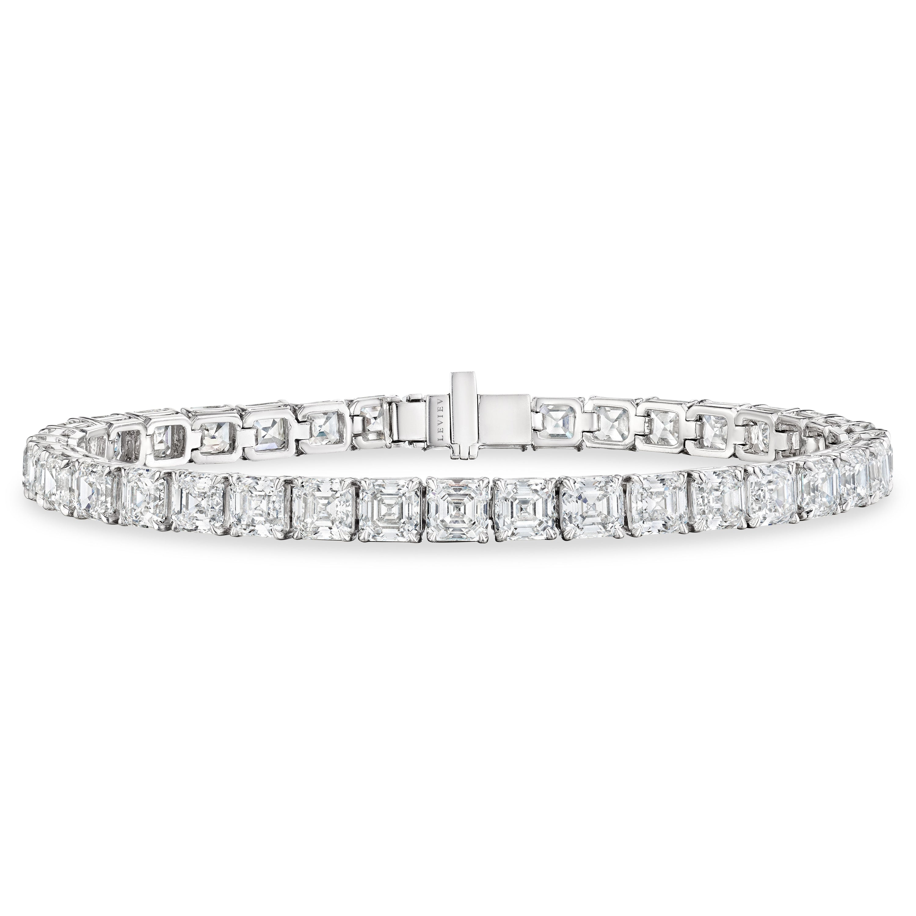 Emerald Cut Diamond Tennis Bracelet, 19.5 CT - Bracelets - Leviev Diamonds