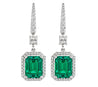 'Emerald Falls' Green Emerald Drop Earrings with Halo, 12 CT - Earrings - Leviev Diamonds