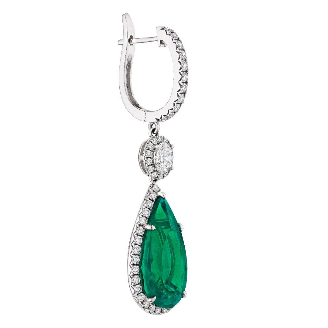 'Emerald Muse' Pear Shape Drop Diamond Earrings, 10 CT - Earrings - Leviev Diamonds