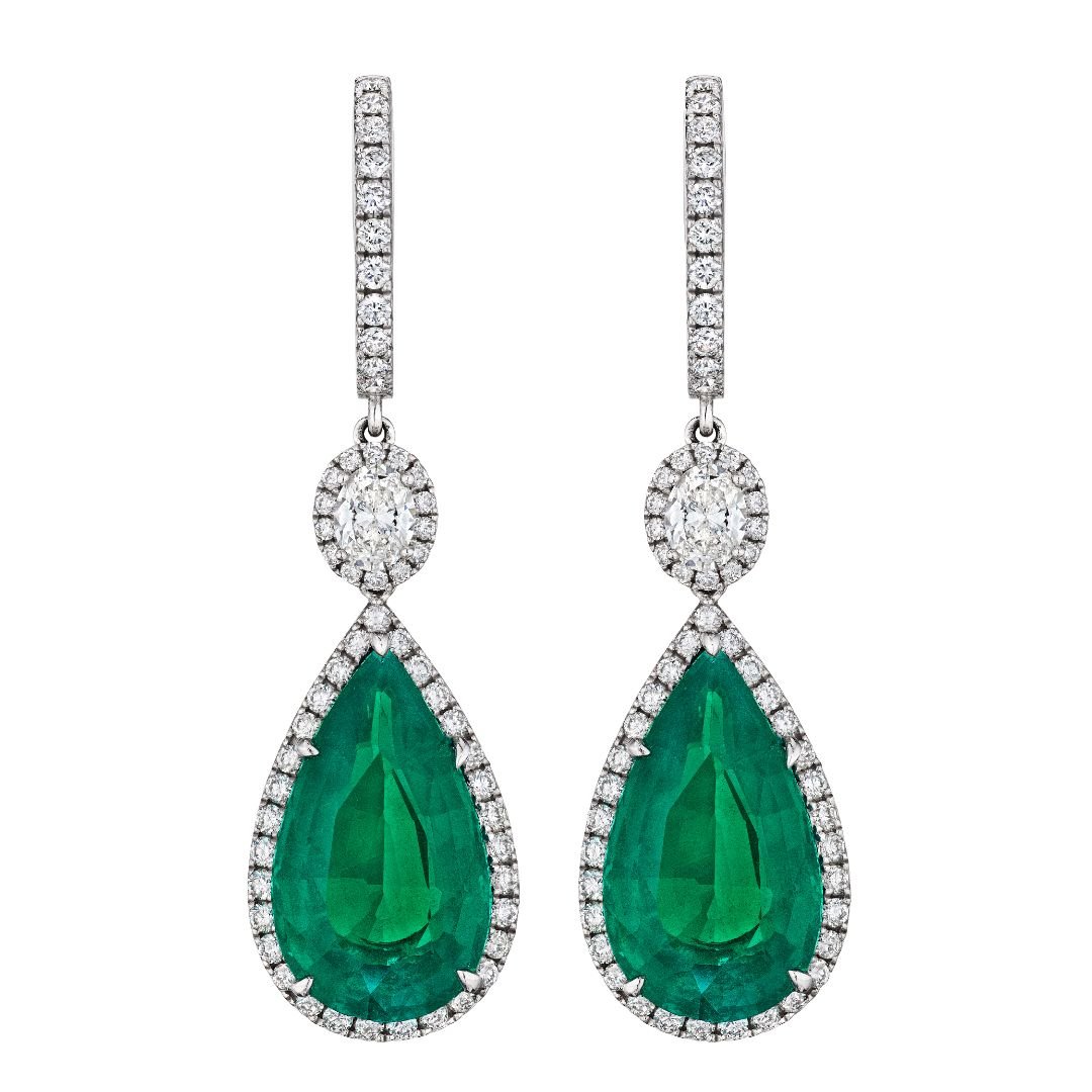 'Emerald Muse' Pear Shape Drop Diamond Earrings, 10 CT - Earrings - Leviev Diamonds