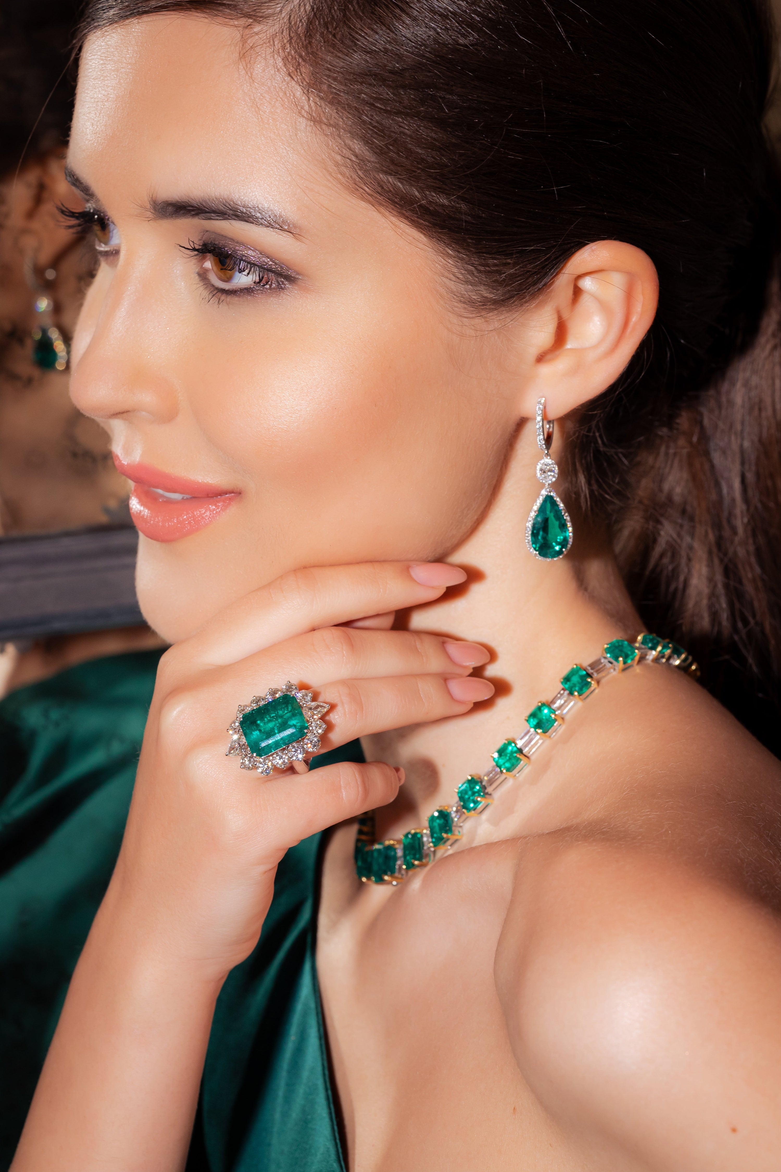 'Emerald Muse' Pear - Shaped Drop Earrings with Green Emeralds, 10 CT - Earrings - Leviev