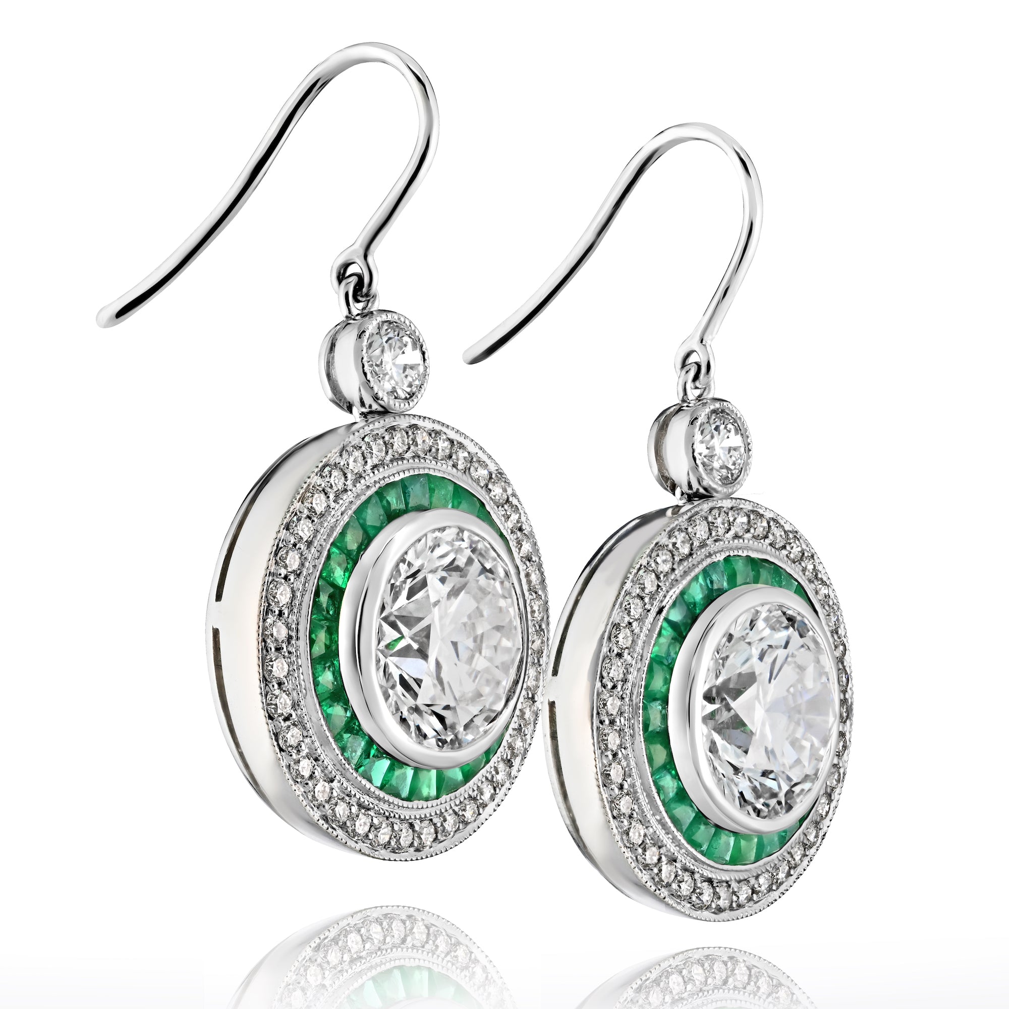 'Emerald Serenity' Diamond Earrings, 3 CT Each Side - Earrings - Leviev Diamonds