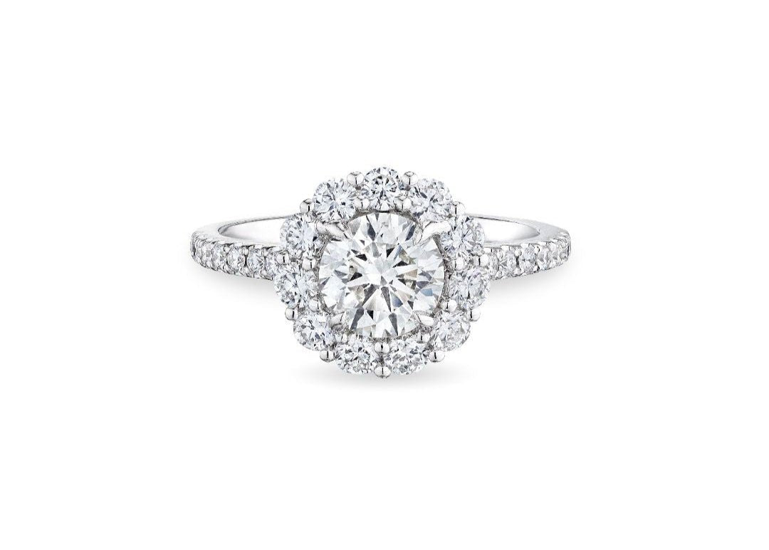 Engagement Ring with Round Cut Diamond and Pave, 2 CT - Rings - Leviev