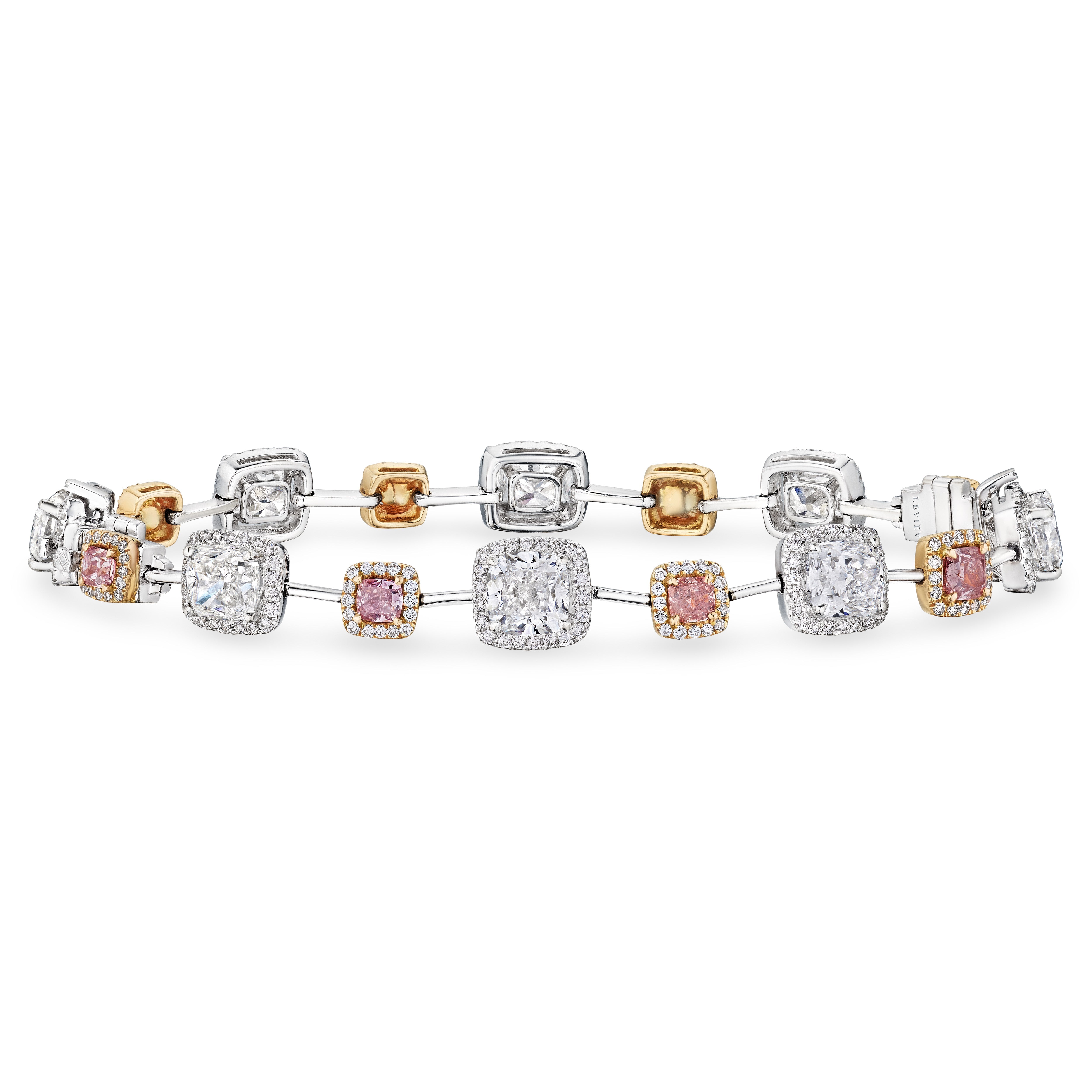 Fancy Cut Pink and White Diamond Bracelet, 8 CT - Bracelets - Leviev Diamonds