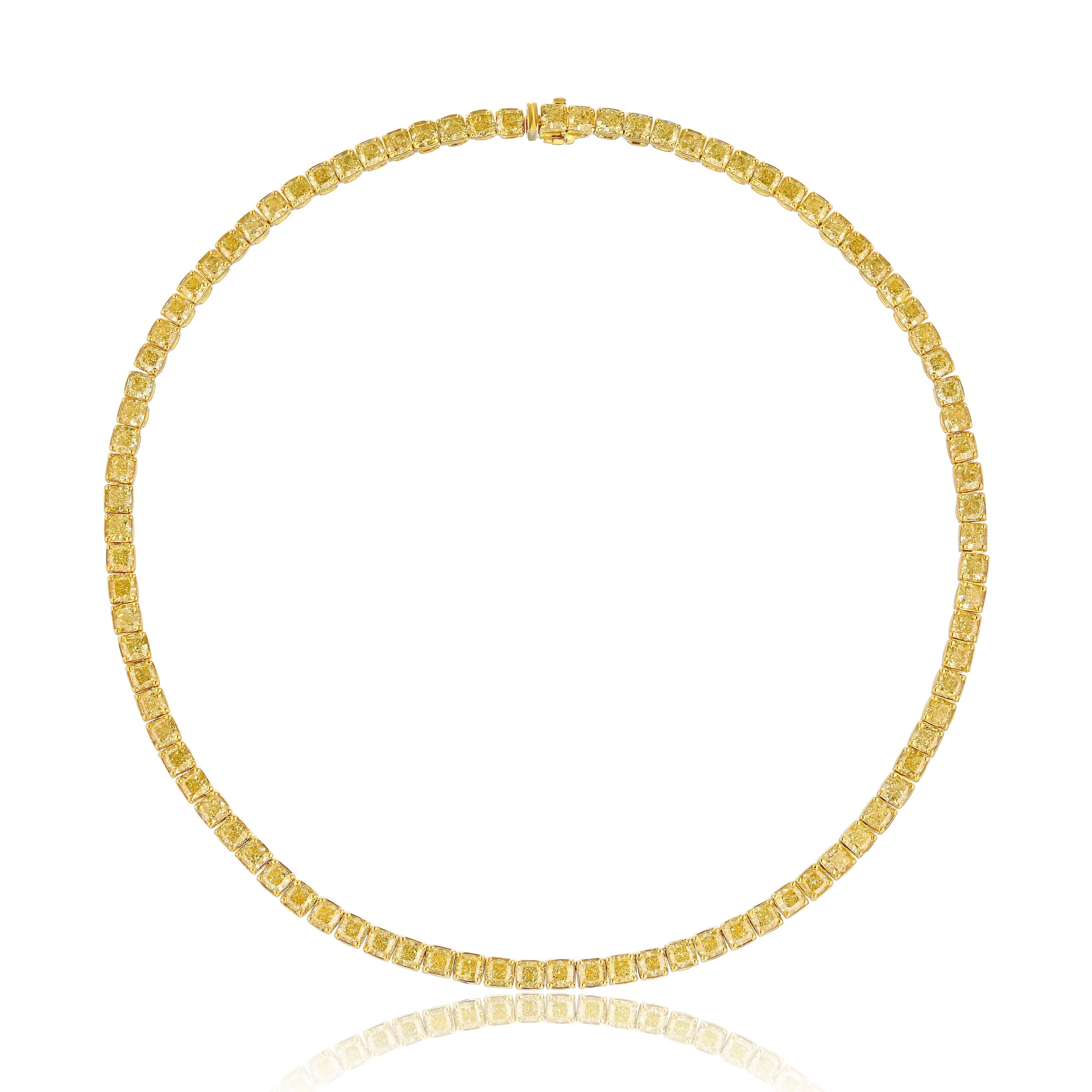 Fancy Intense Yellow Tennis Necklace, 36 CT - Necklaces - Leviev Diamonds