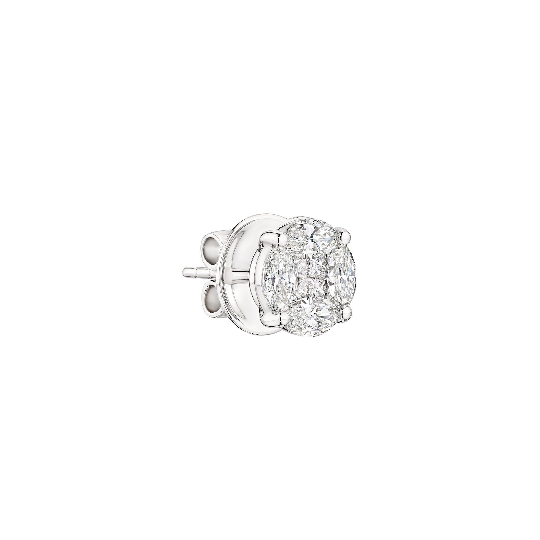 Flower Cluster Diamond Stud Earrings 18K White Gold - Leviev