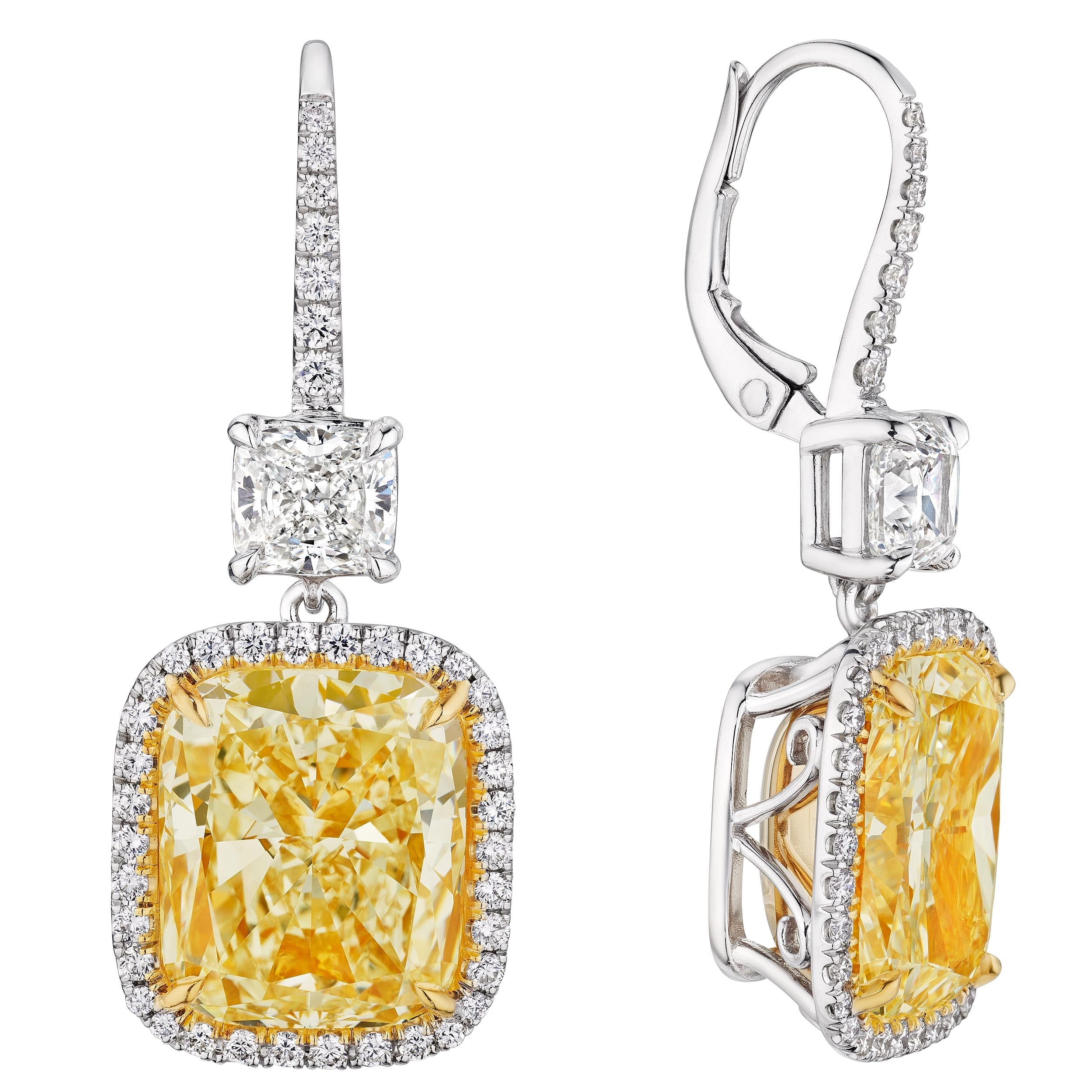 'Golden Brilliance' Light Yellow Drop Earrings, 8.5 CT Each - Earrings - Leviev Diamonds