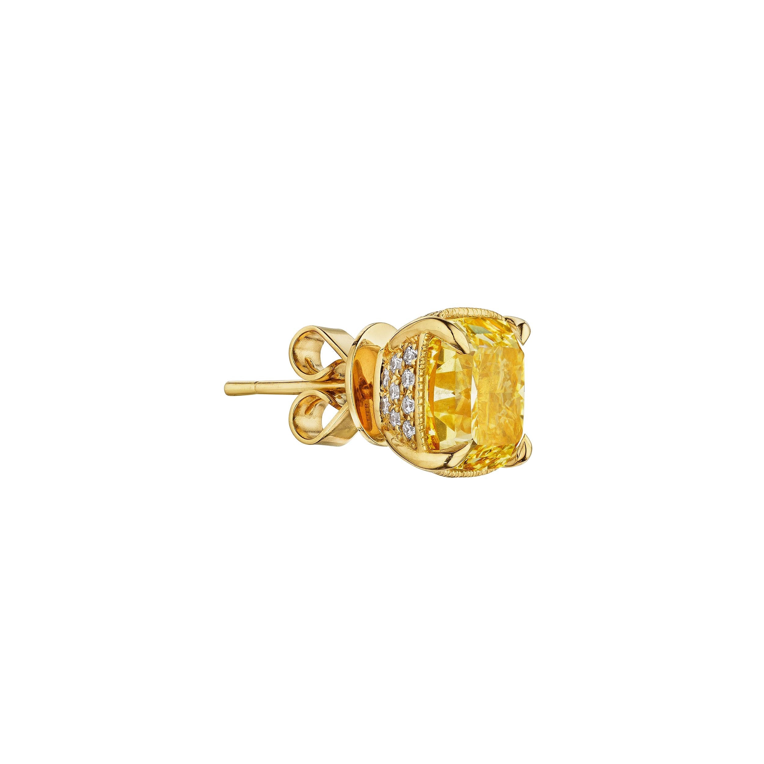 'Golden Sunlit' Fancy Light Yellow Diamond Stud, 5.6 CT - Earrings - Leviev Diamonds