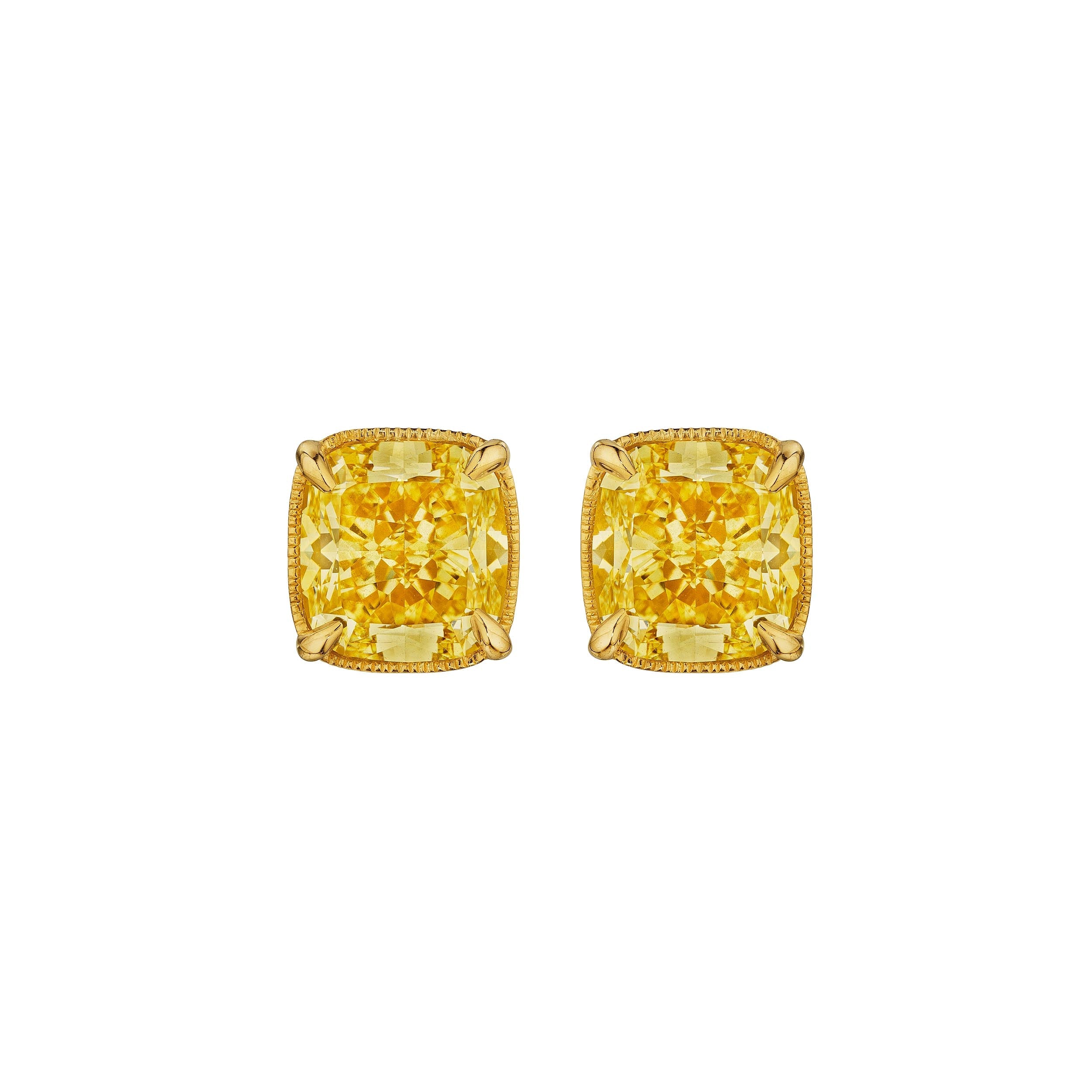 'Golden Sunlit' Fancy Light Yellow Diamond Stud, 5.6 CT - Earrings - Leviev Diamonds