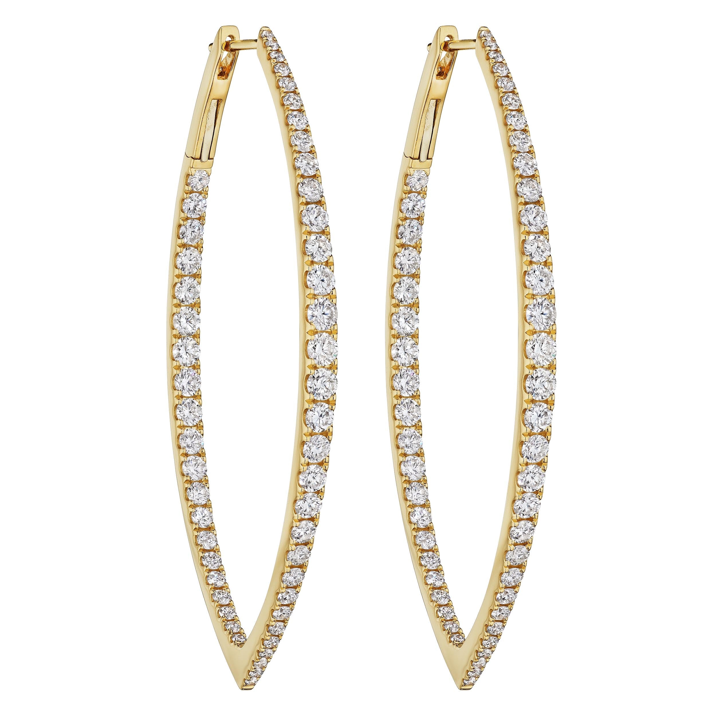 'Golden V' Diamond Hoop Earrings, 2.6 CT - Earrings - Leviev Diamonds