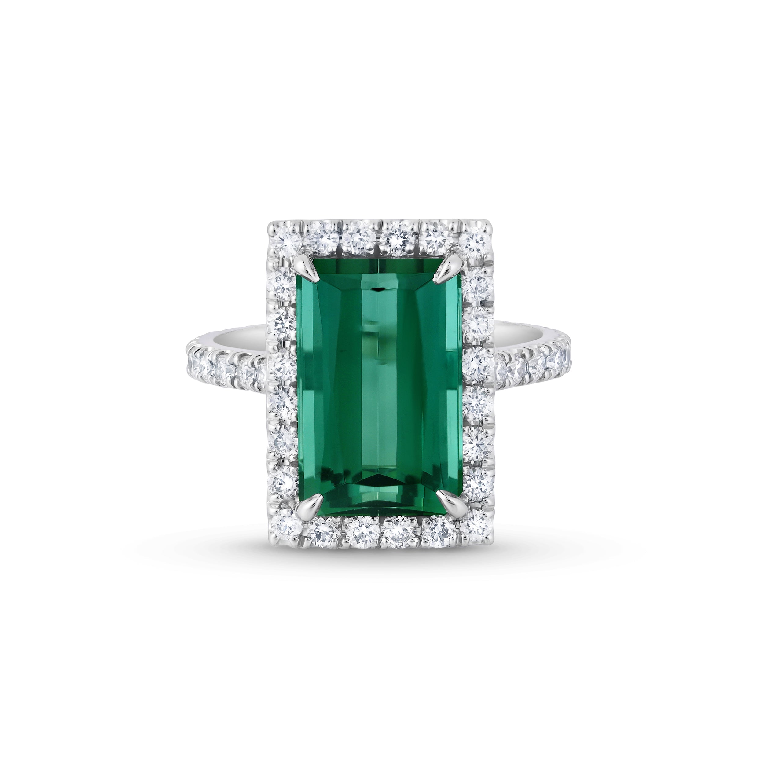 Green Emerald Tourmaline Halo Ring - Leviev