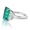 Green Zambian Emerald Cut Diamond Ring with Cadillac Shirt Cuts, 12 CT - Rings - Leviev