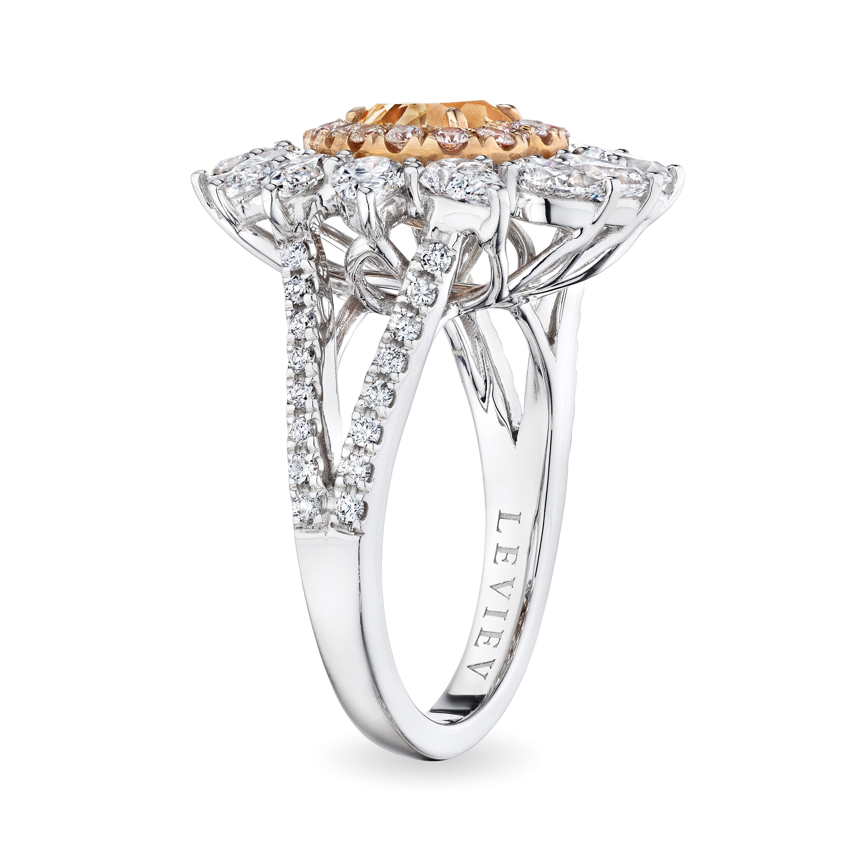 Heart Shape Cut Fancy Brown Orange Diamond Ring, 1 CT - Rings - Leviev Diamonds