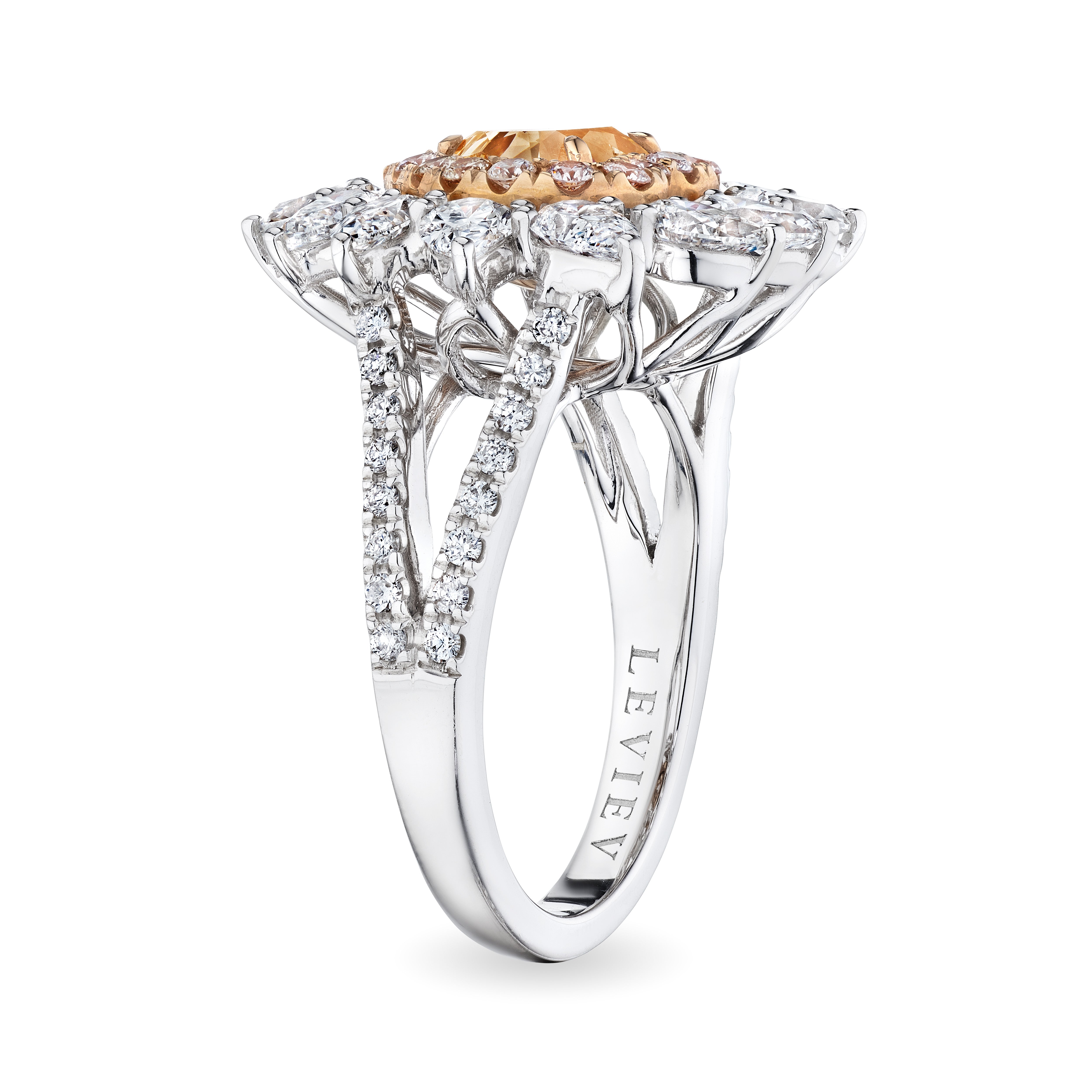 Heart Shape Cut Fancy Brown Orange Diamond Ring, 1 CT - Rings - Leviev Diamonds