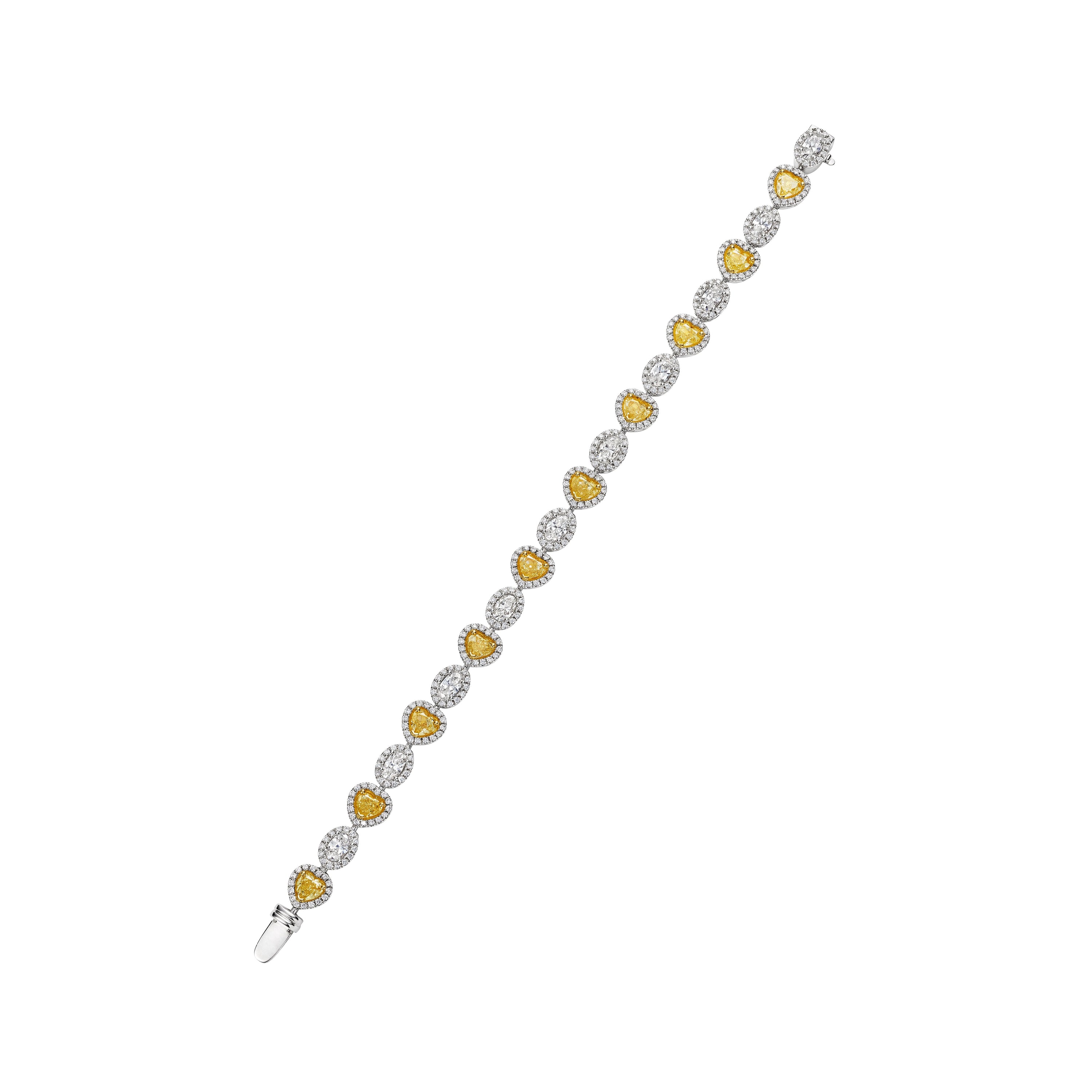 Heart Shaped Fancy Yellow Diamond Bracelet, 5.5 CT - Bracelets - Leviev Diamonds