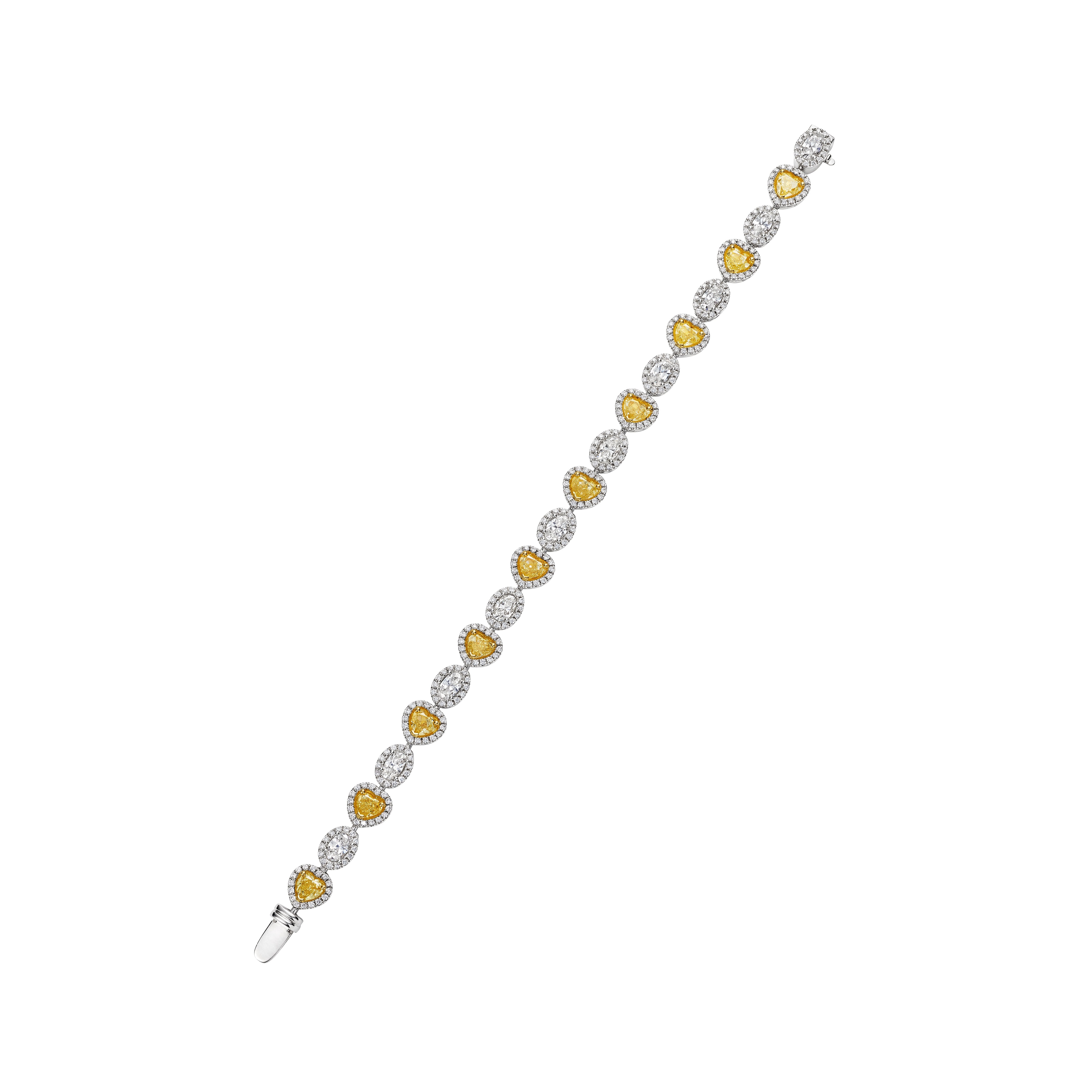 Heart Shaped Fancy Yellow Diamond Bracelet, 5.5 CT - Bracelets - Leviev Diamonds