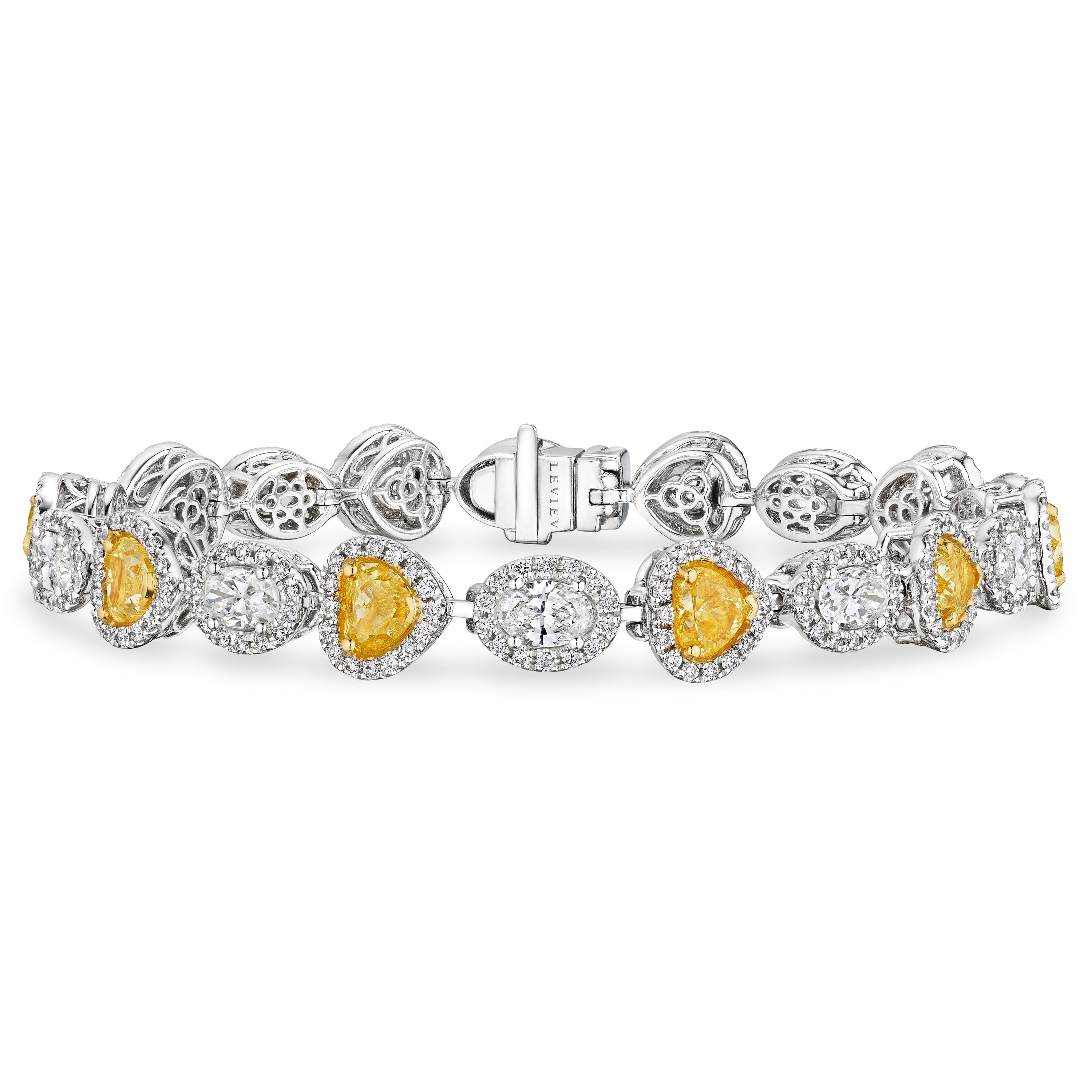 Heart Shaped Fancy Yellow Diamond Bracelet, 5.5 CT - Bracelets - Leviev Diamonds