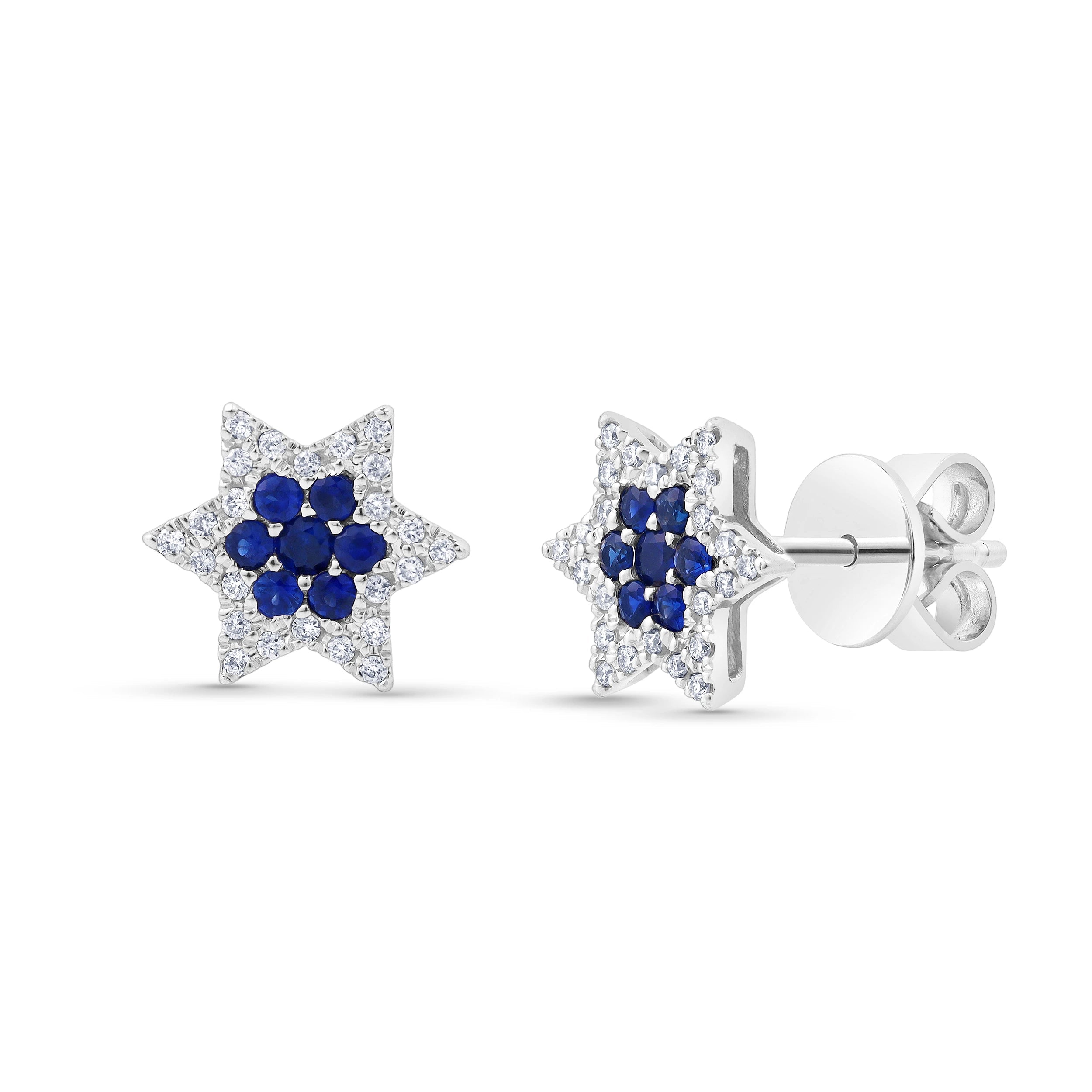 Leviev Diamond & Sapphire Star of David Earrings - Earrings - Leviev