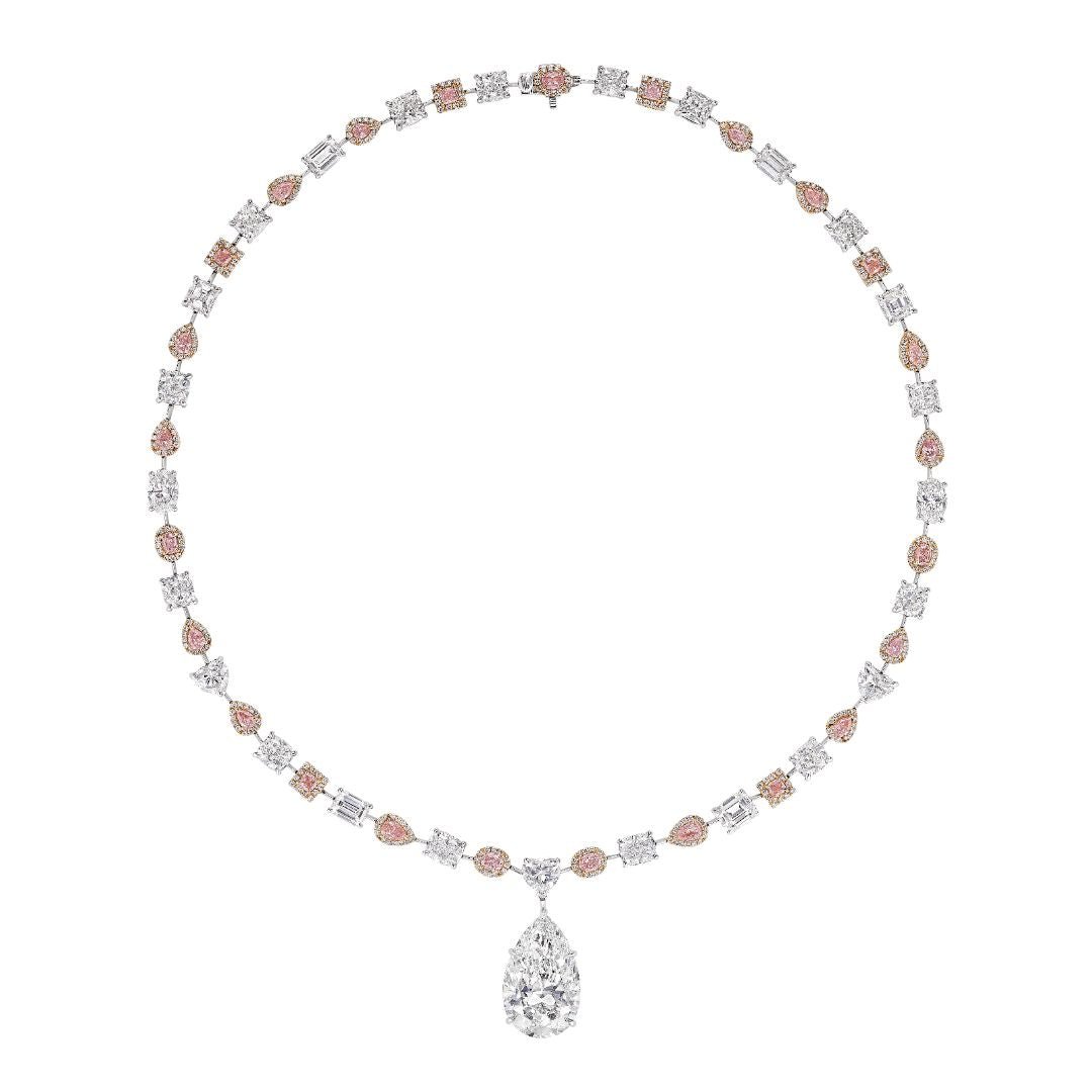 'LEVIEV Garnet Star' Pink and White Diamond Necklace, 40 CT - Necklaces - Leviev Diamonds