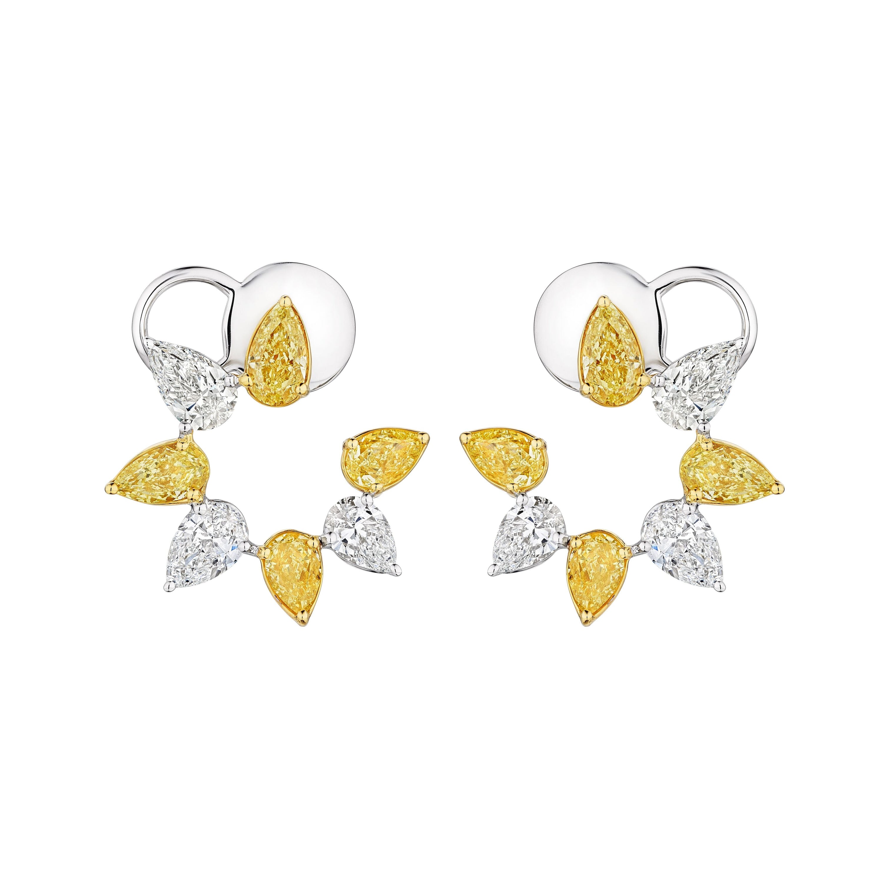 'Luminary Eclipse' Yellow and White Diamond Earrings - Earrings - Leviev
