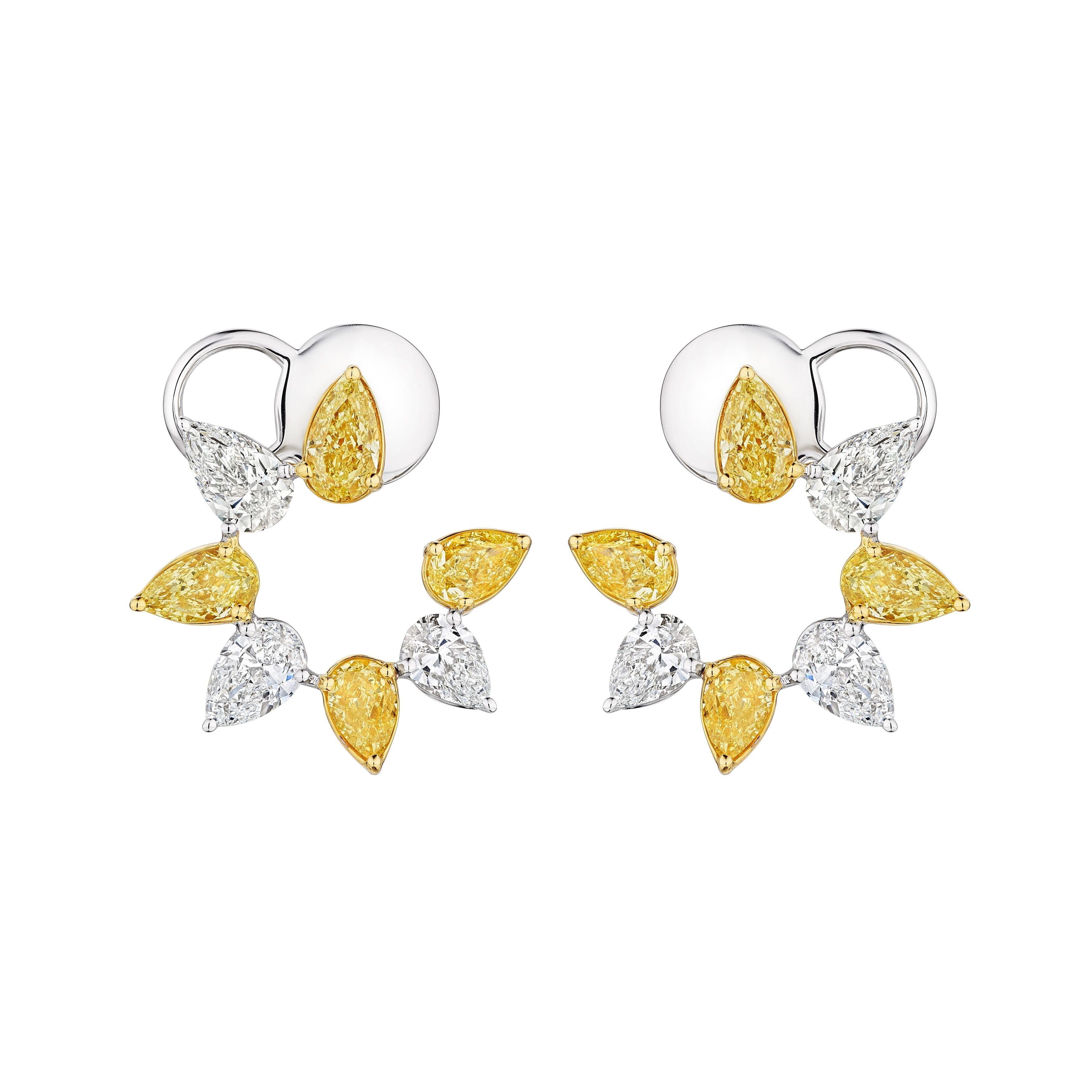 'Luminary Eclipse' Yellow and White Diamond Earrings - Earrings - Leviev