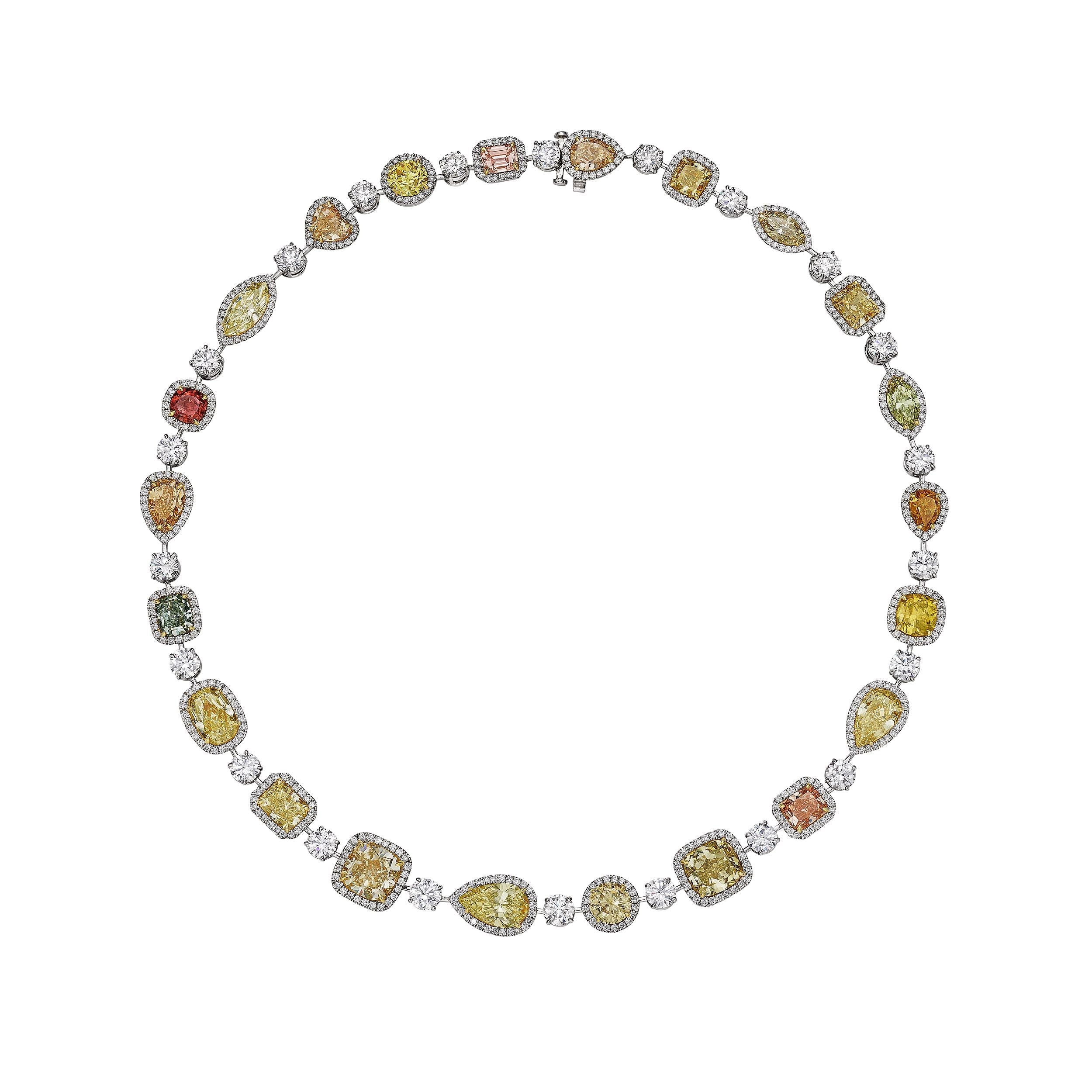 Multi - Fancy Color Diamond Necklace, 47 CT - Necklaces - Leviev Diamonds