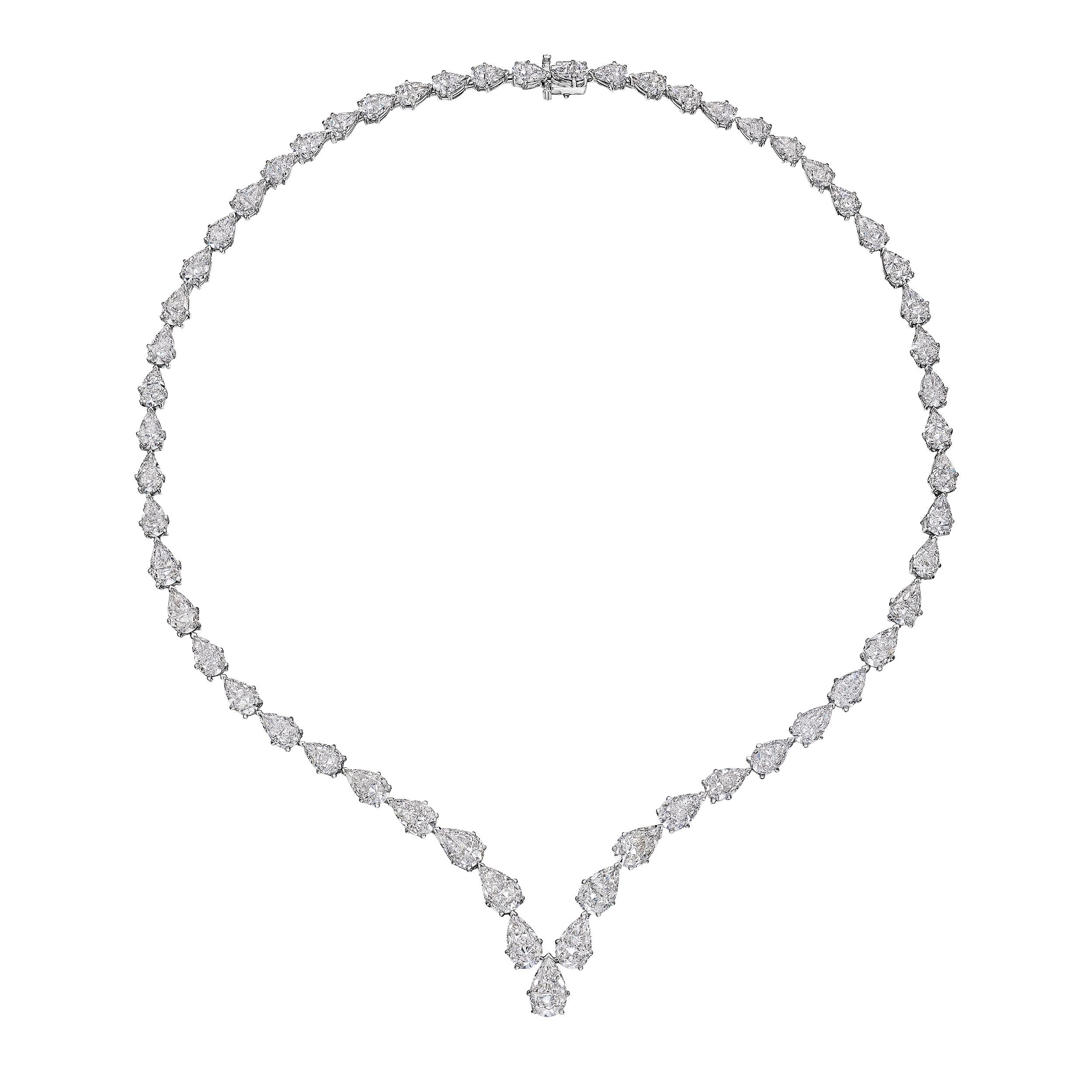 Multi - Pear Shape Diamond Necklace, 30 CT - Necklaces - Leviev Diamonds